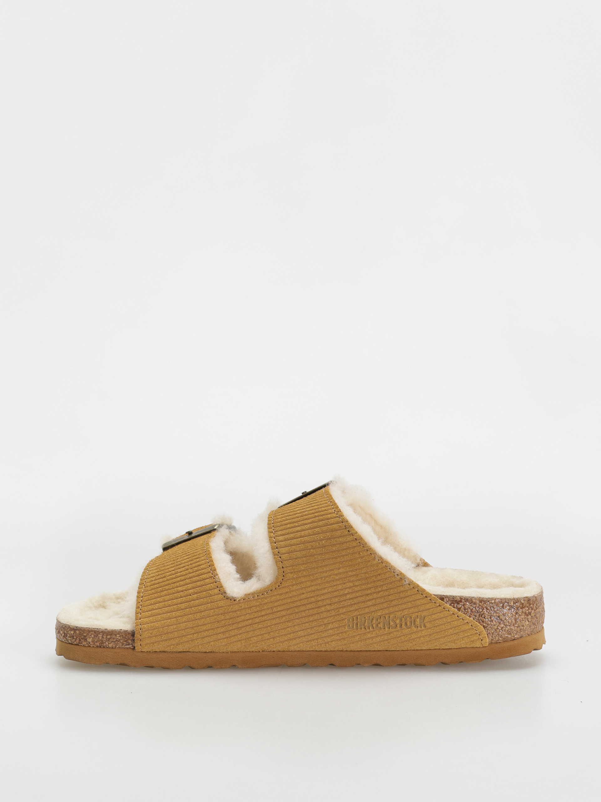Plážovky Birkenstock Arizona Fell Suede Leather Fur Narrow Wmn (corduroy cork brown)