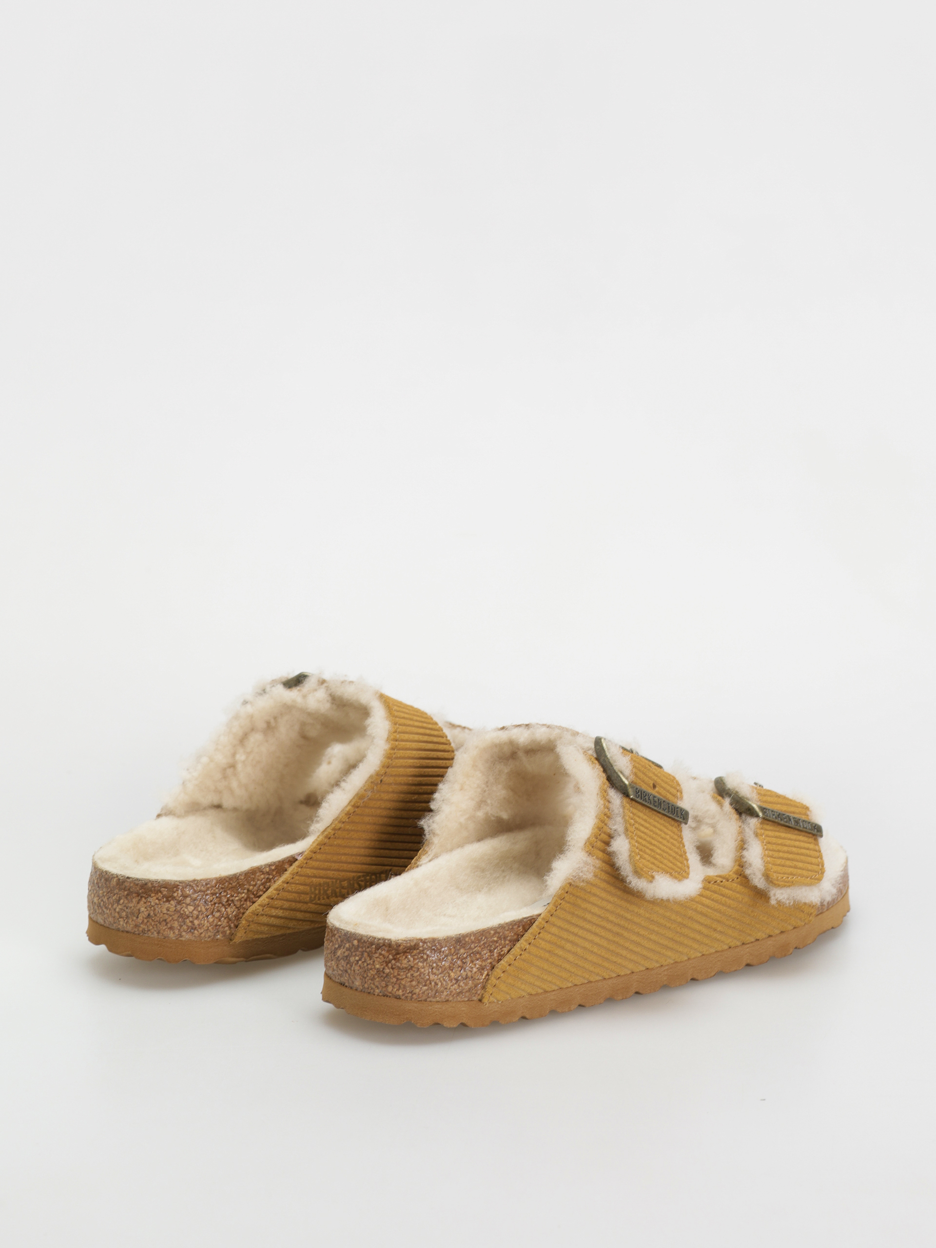 Plážovky Birkenstock Arizona Fell Suede Leather Fur Narrow Wmn (corduroy cork brown)