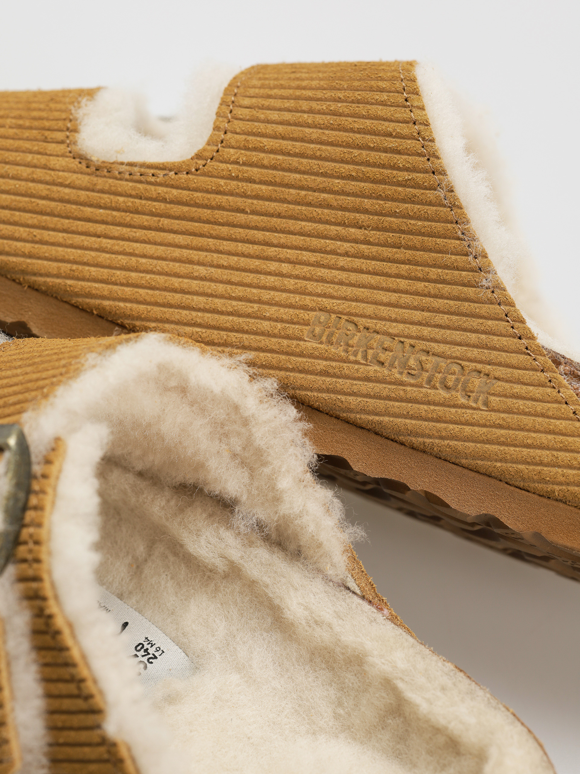 Plážovky Birkenstock Arizona Fell Suede Leather Fur Narrow Wmn (corduroy cork brown)