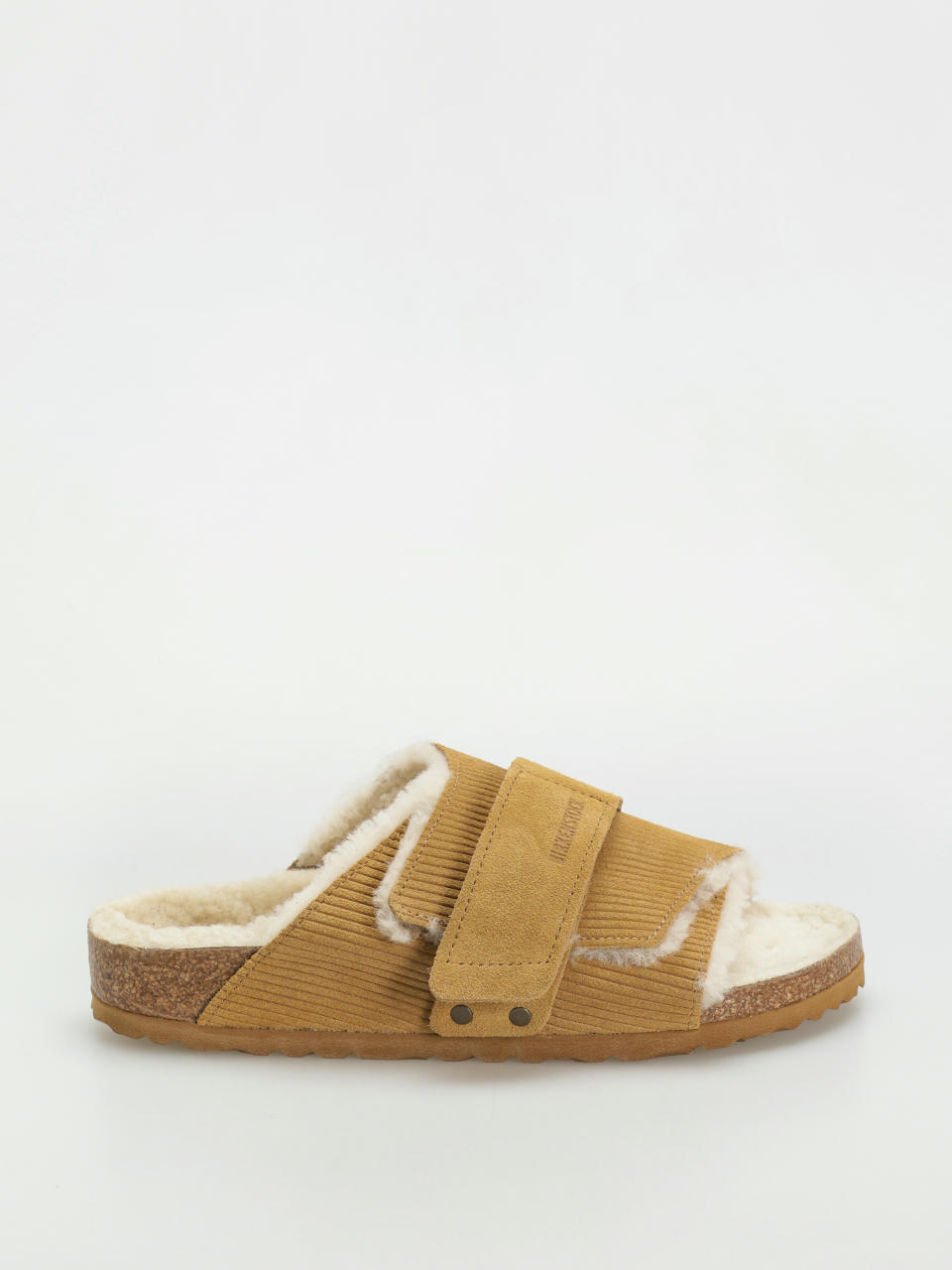 Plážovky Birkenstock Kyoto Shearling Suede Leather Fur Narrow Wmn (corduroy cork brown)