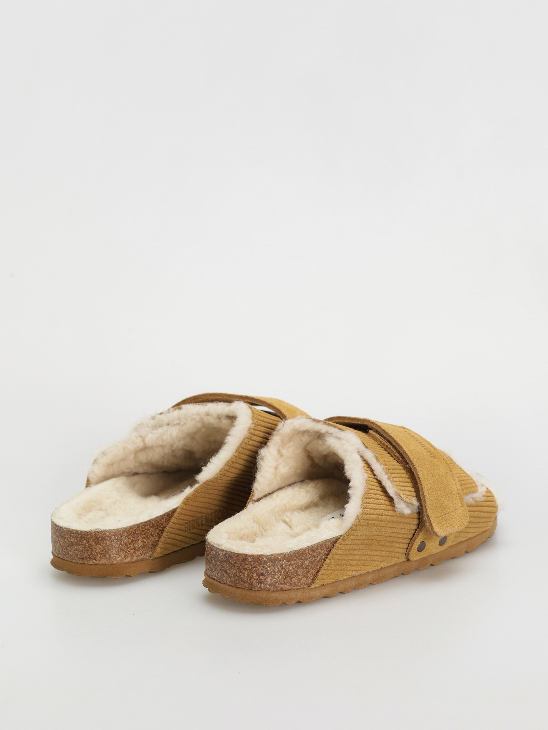 Plážovky Birkenstock Kyoto Shearling Suede Leather Fur Narrow Wmn (corduroy cork brown)