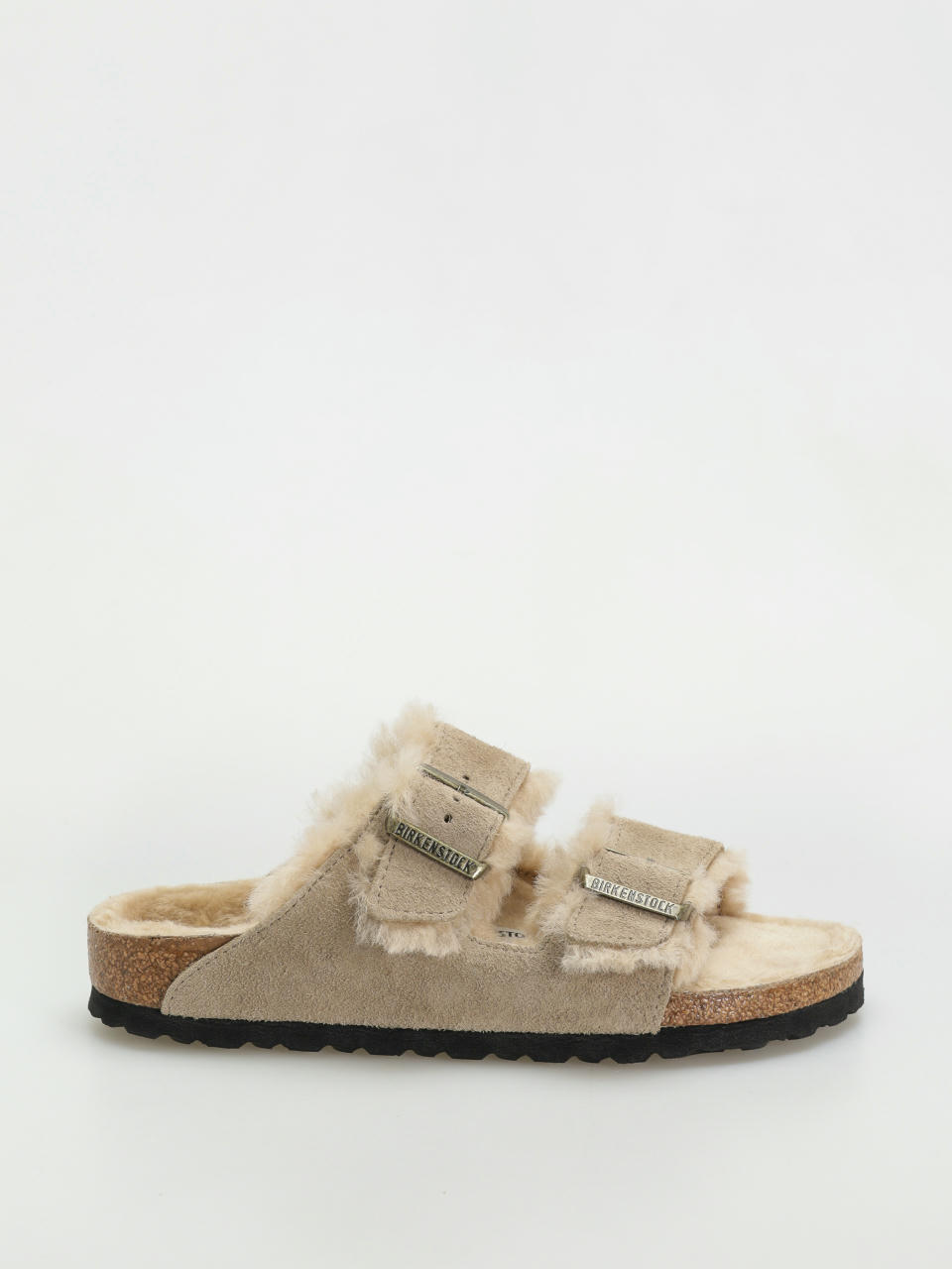 Plážovky Birkenstock Arizona Shearling Suede Leather Fur Narrow Wmn (taupe)