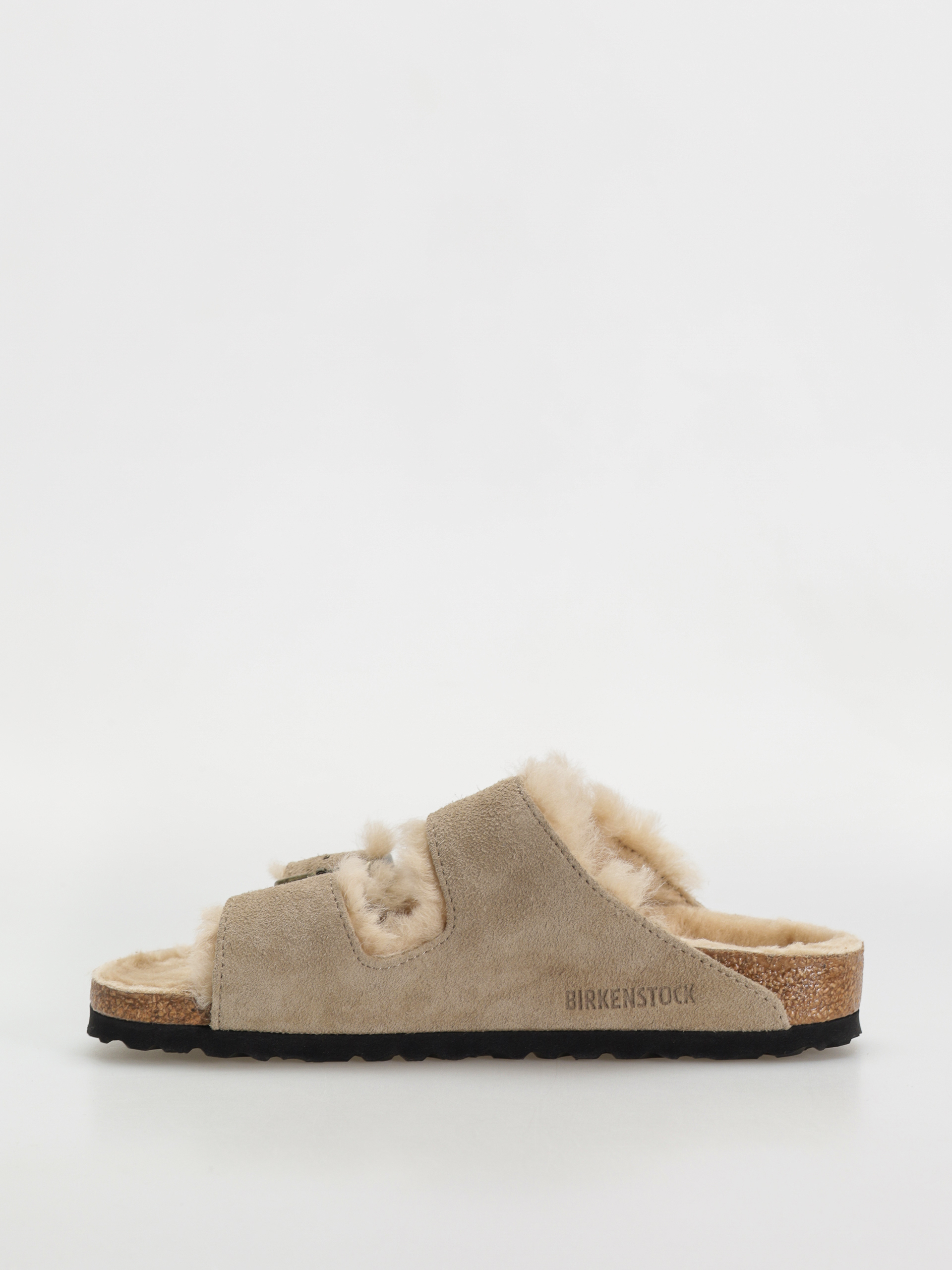 Plážovky Birkenstock Arizona Shearling Suede Leather Fur Narrow Wmn (taupe)