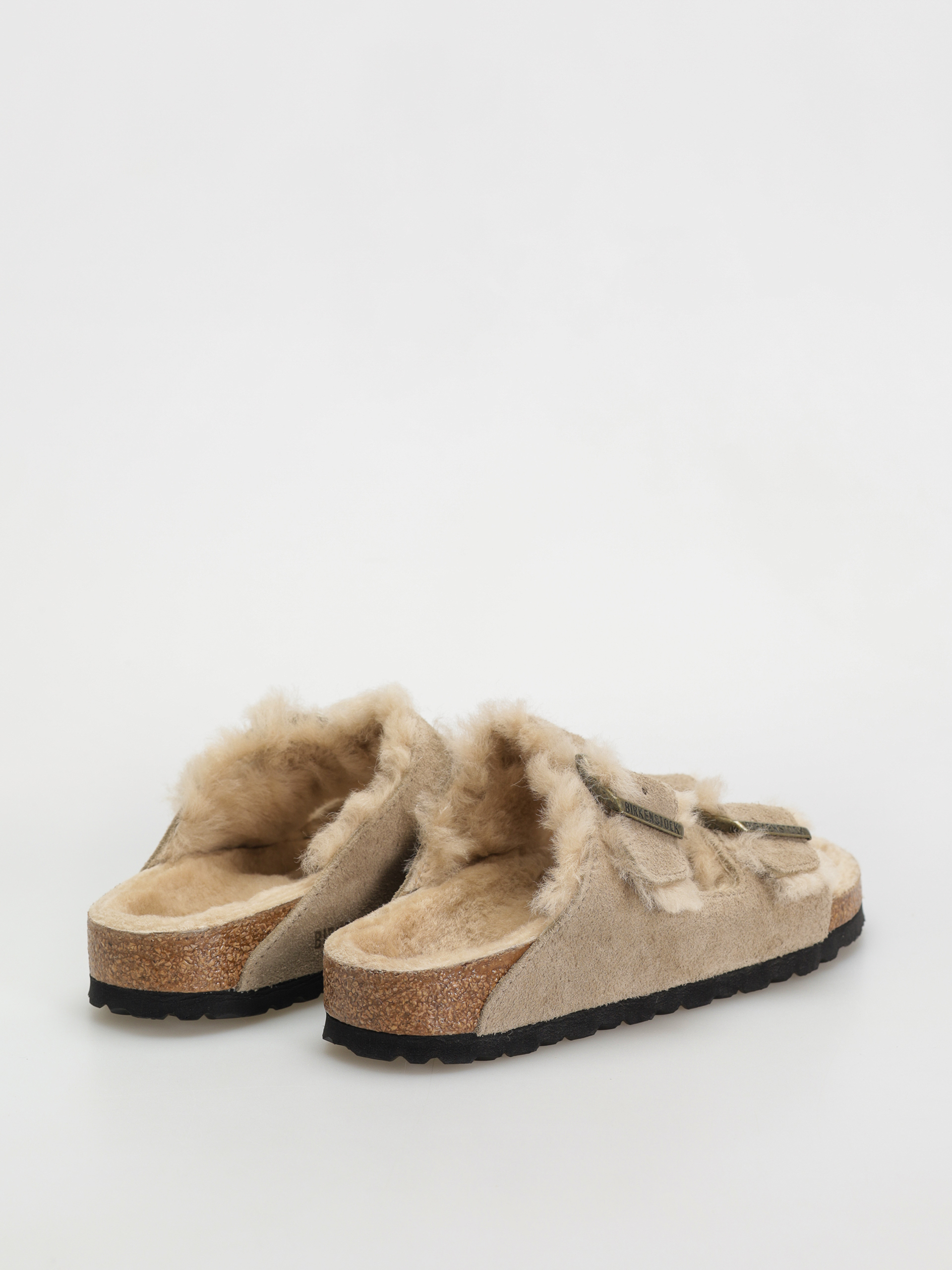 Plážovky Birkenstock Arizona Shearling Suede Leather Fur Narrow Wmn (taupe)