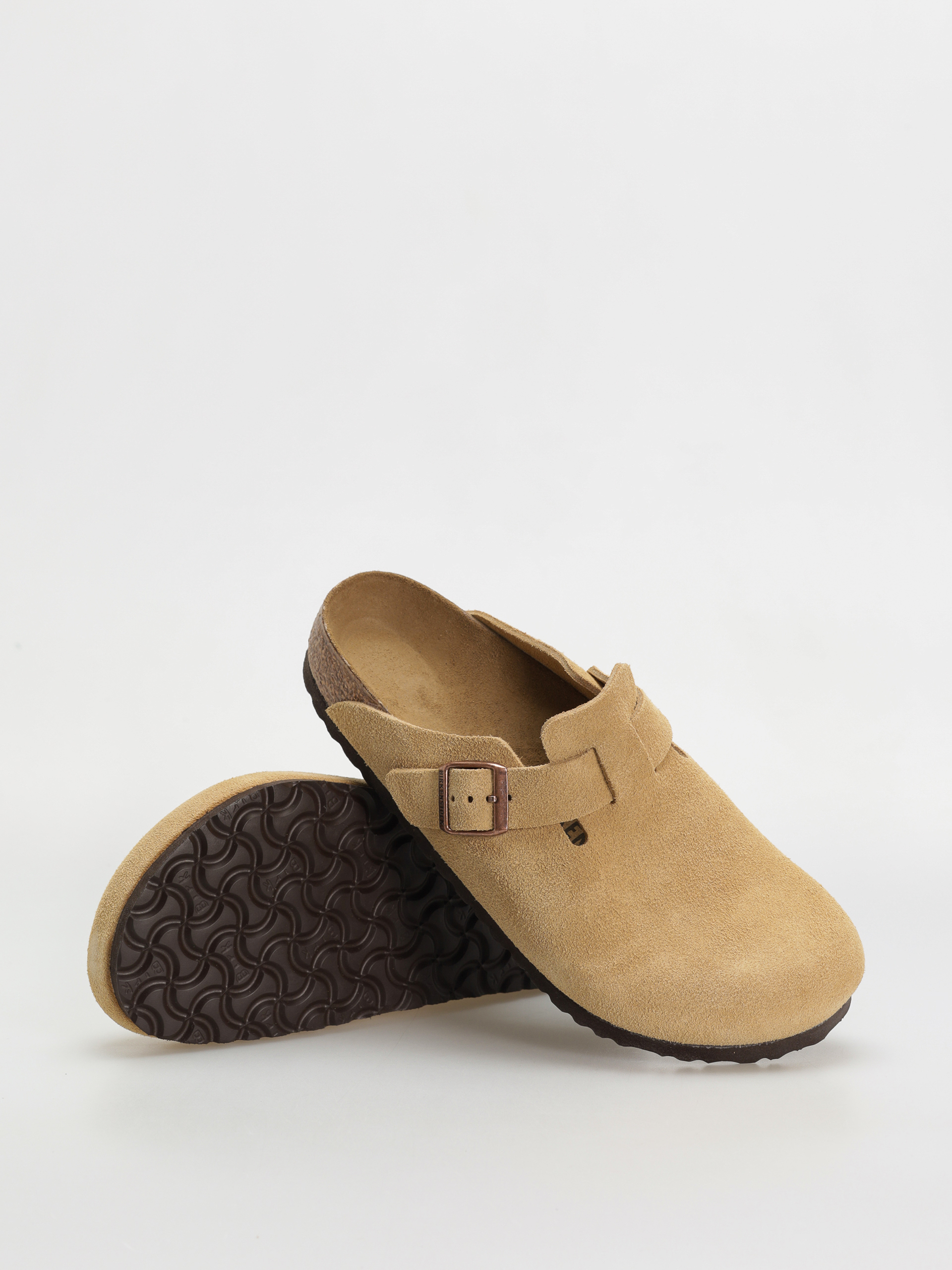 Plážovky Birkenstock Boston Suede Leather Regular (latte cream)