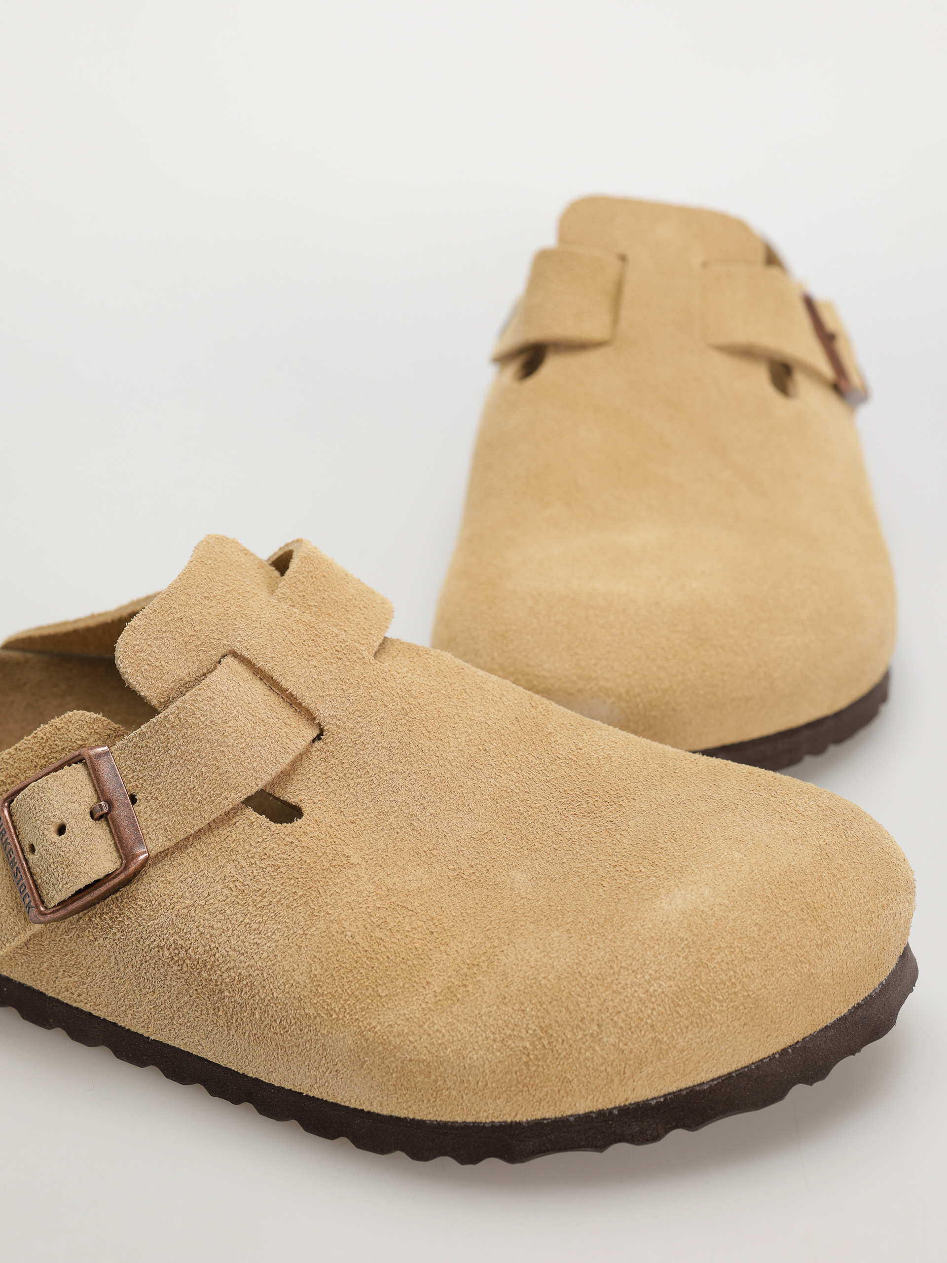 Plážovky Birkenstock Boston Suede Leather Regular (latte cream)