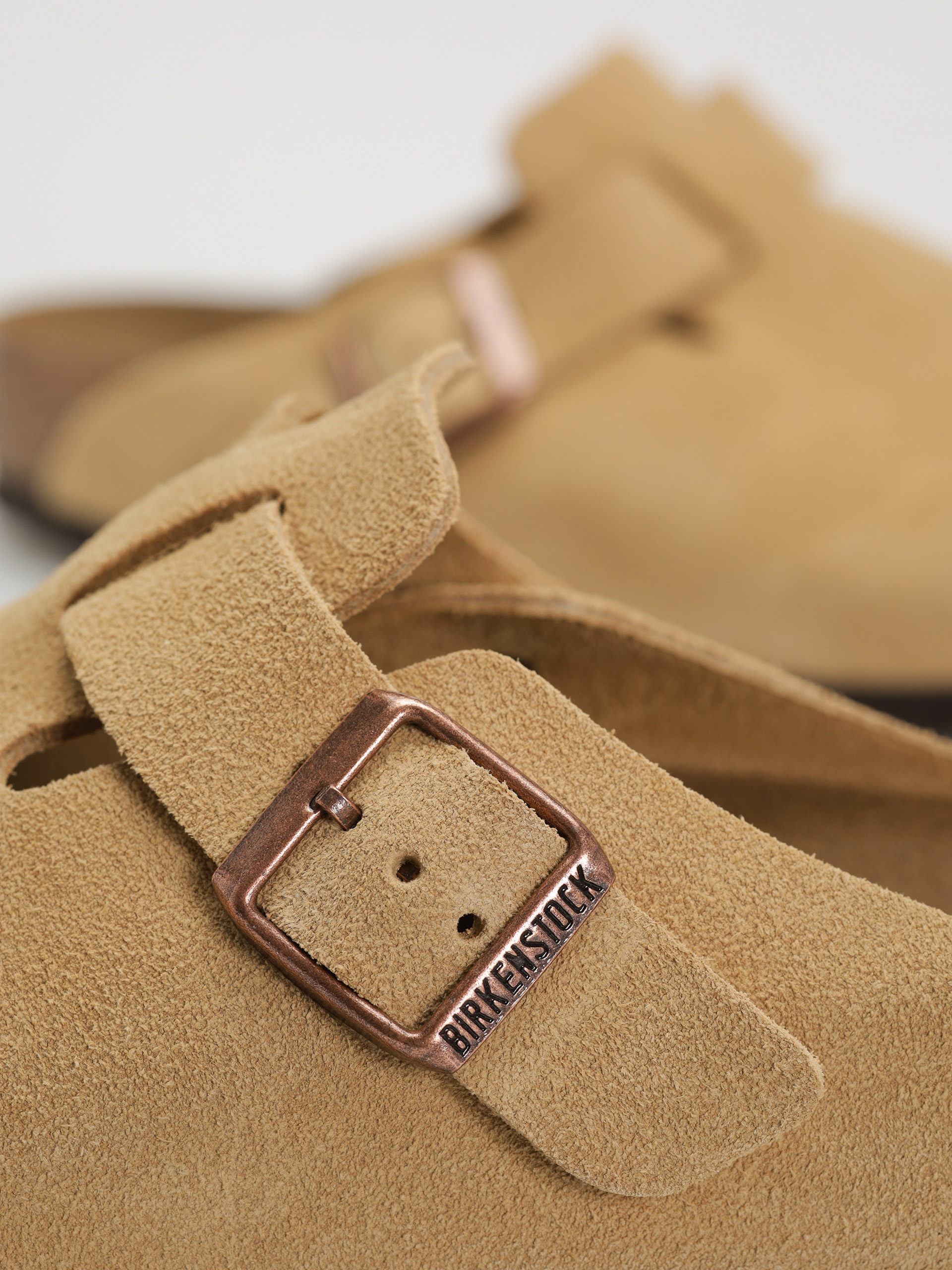 Plážovky Birkenstock Boston Suede Leather Regular (latte cream)