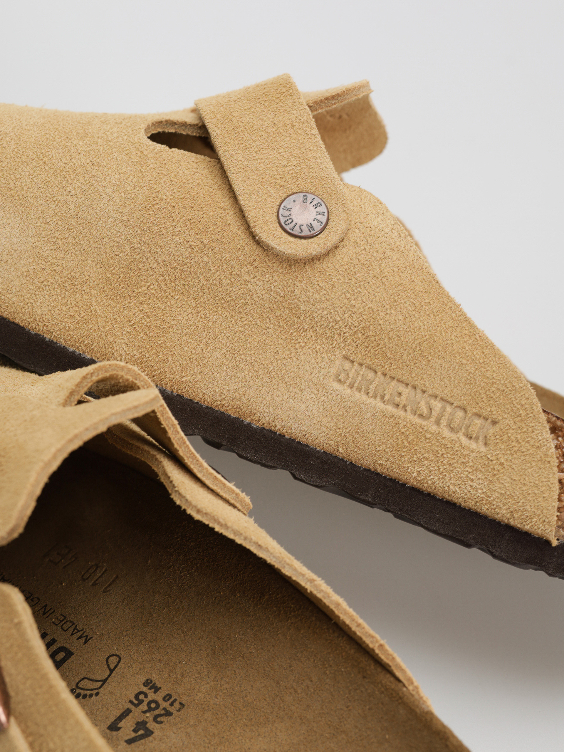 Plážovky Birkenstock Boston Suede Leather Regular (latte cream)