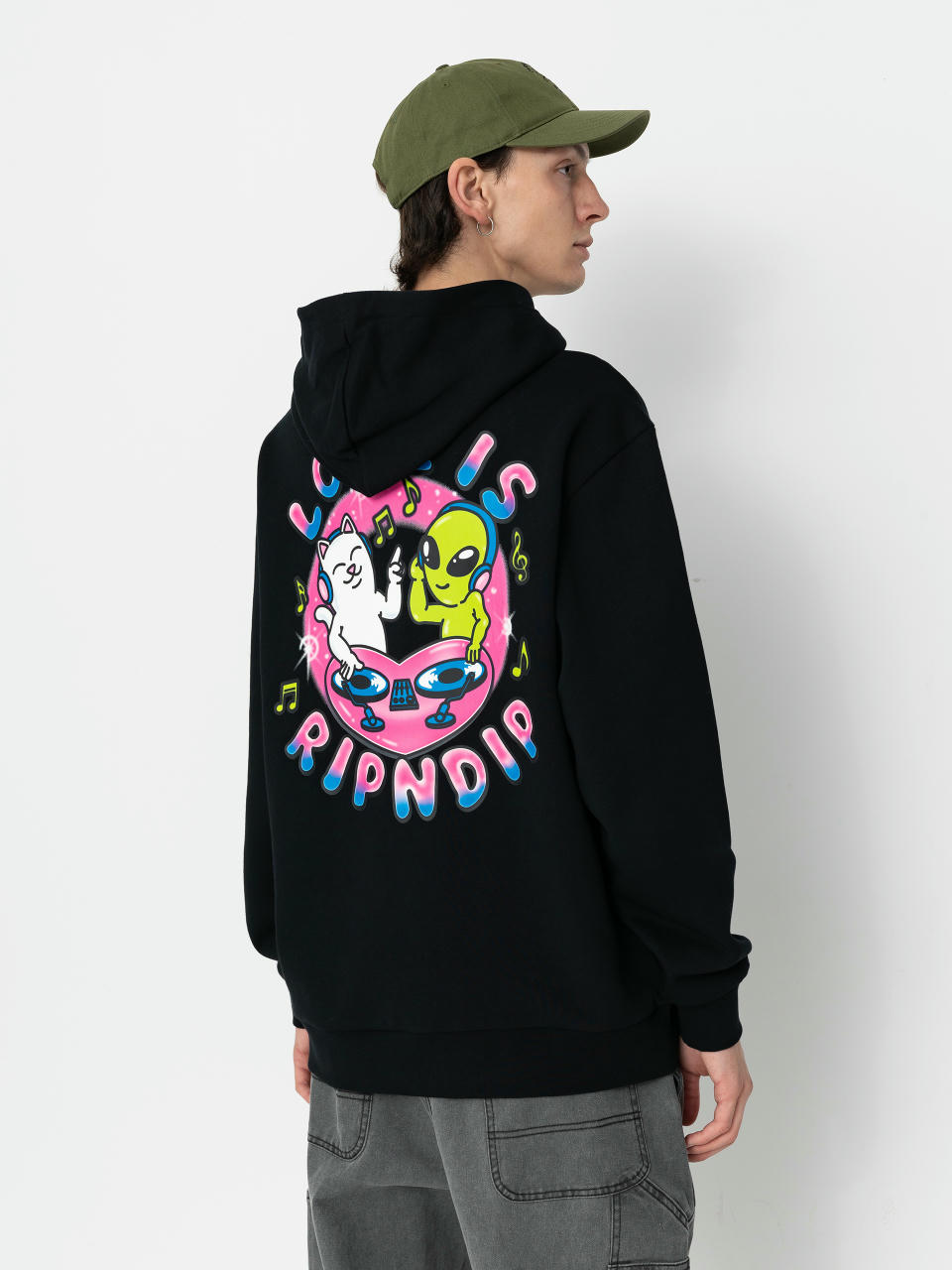 Mikina s kapucí RipNDip Love Is Ripndip HD (black)