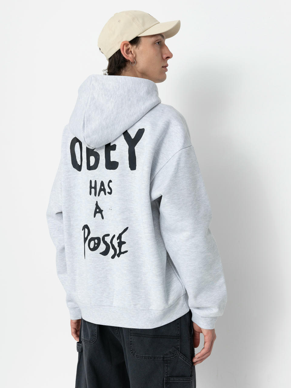 Mikina s kapucí OBEY Posse Extra Heavy HD (ash grey)