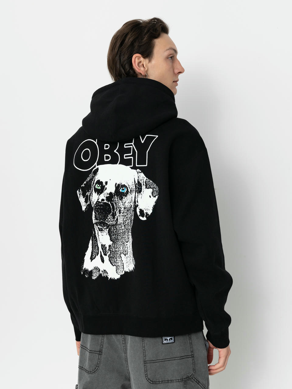 Mikina s kapucí OBEY Dalmation HD (black)