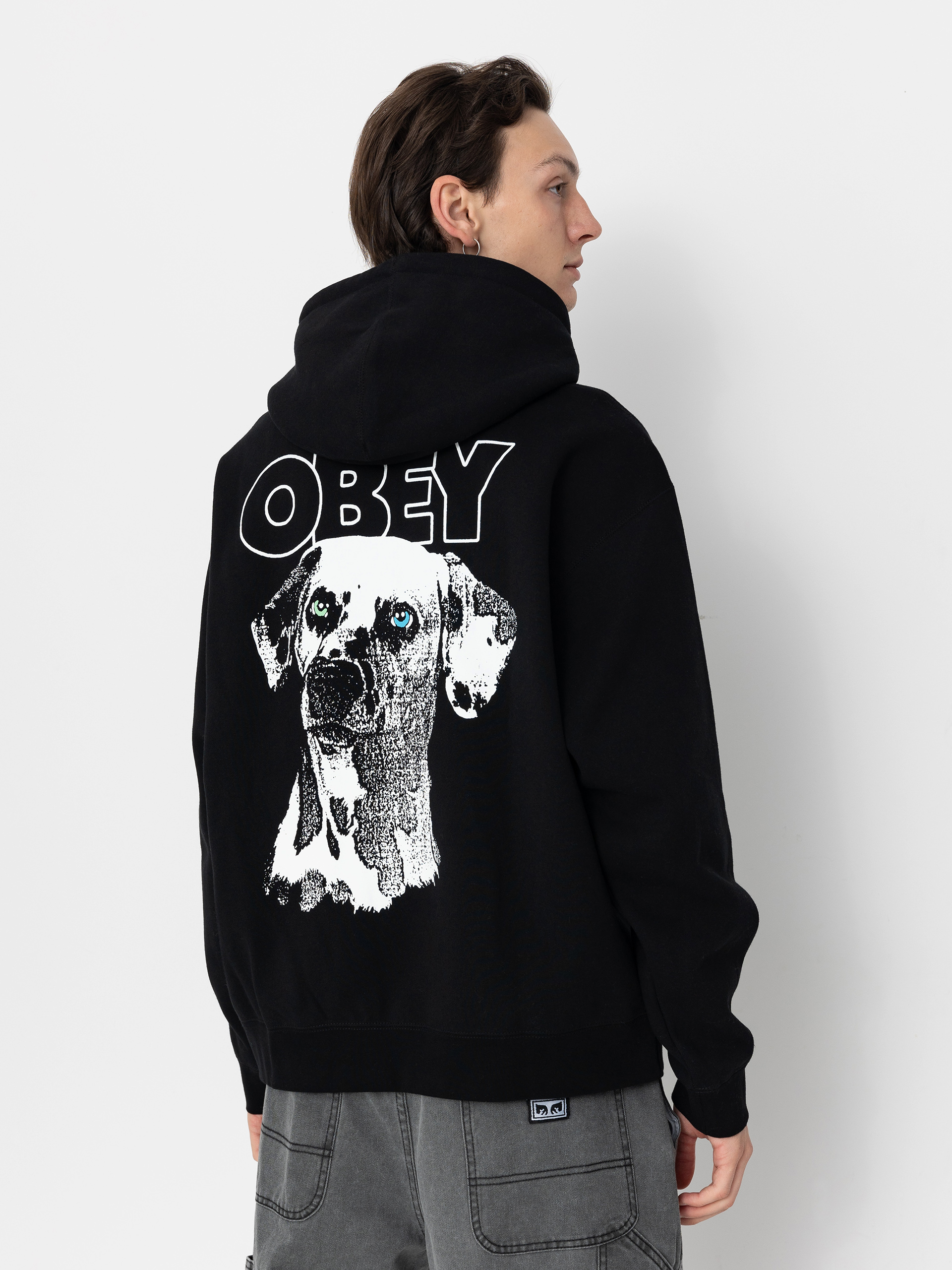 Mikina s kapucí OBEY Dalmation HD (black)