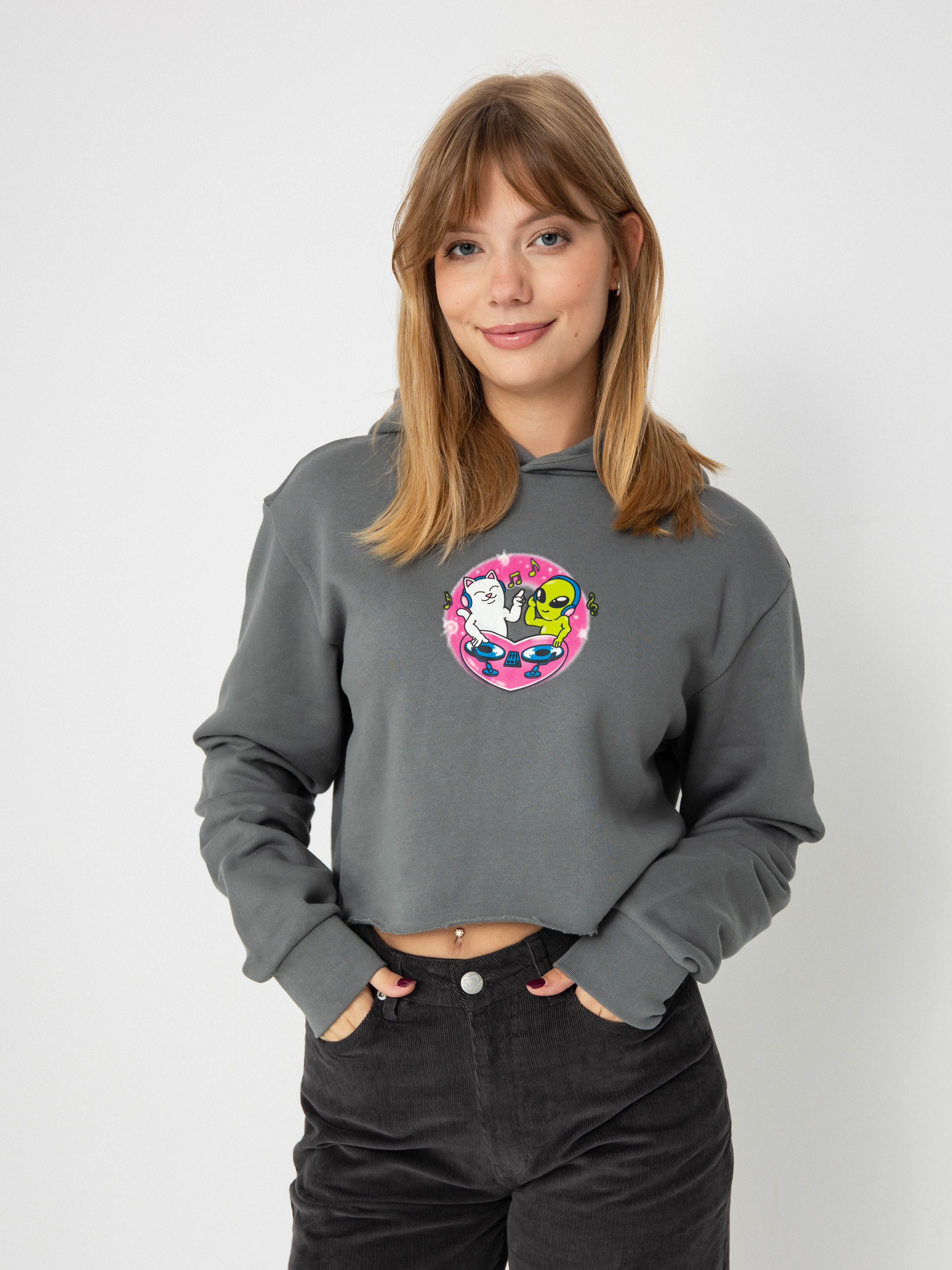Mikina s kapucí RipNDip Love Is Ripndip Cropped HD (charcoal)