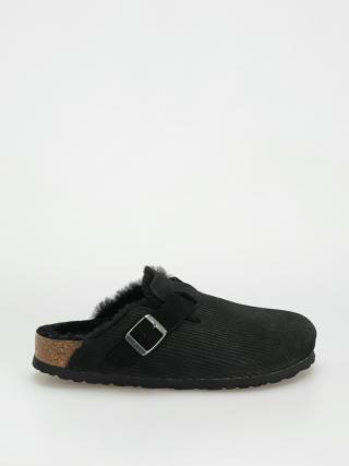 Plážovky Birkenstock Boston VL Fell Suede Leather Fur Narrow Wmn (corduroy black)