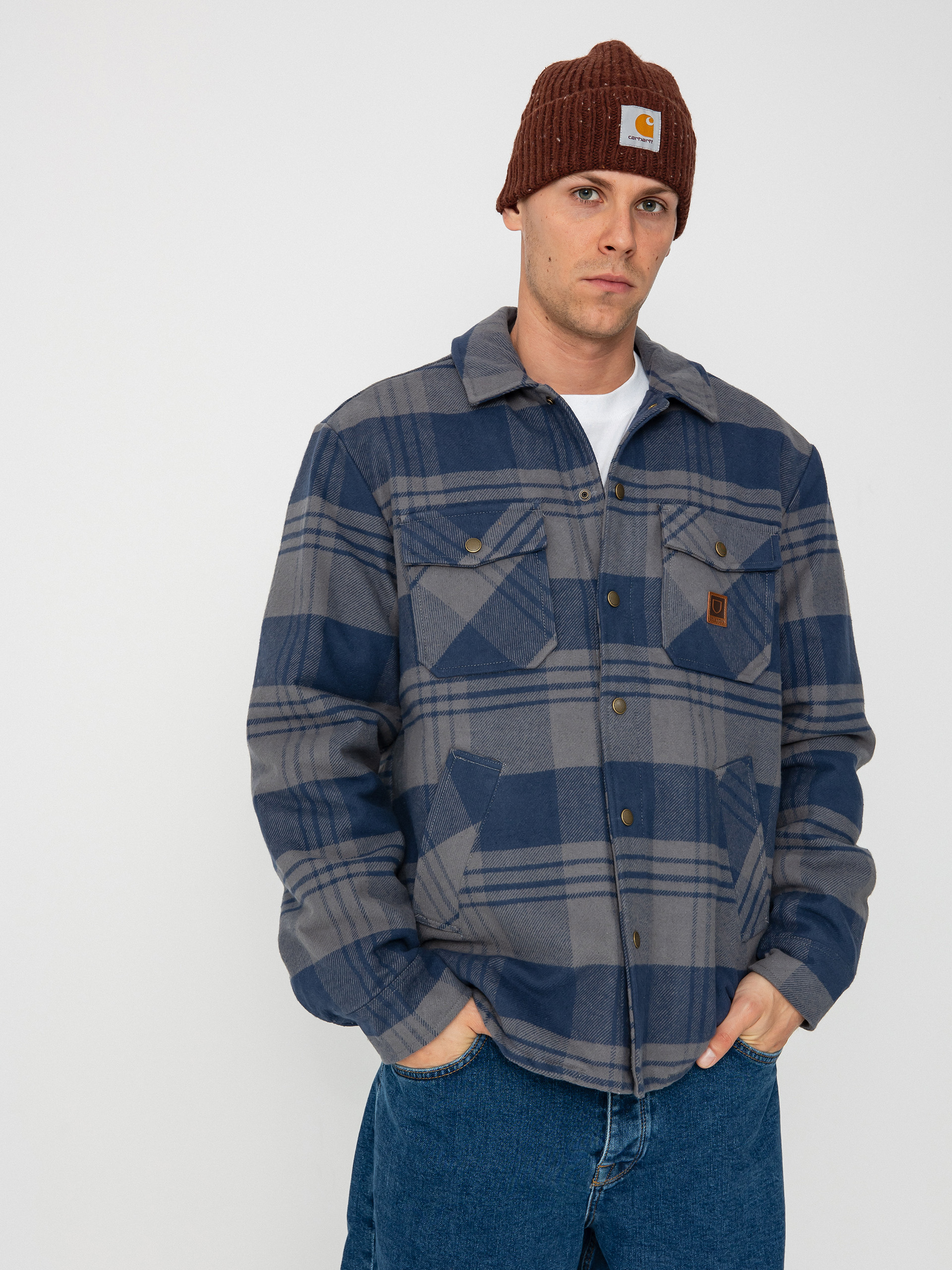 Bunda Brixton Durham Lined (washed navy/beige plaid)