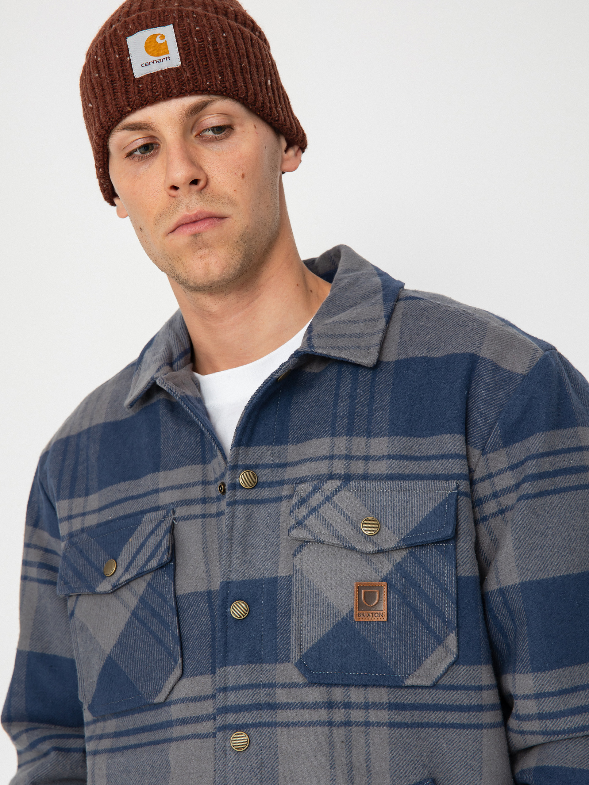 Bunda Brixton Durham Lined (washed navy/beige plaid)