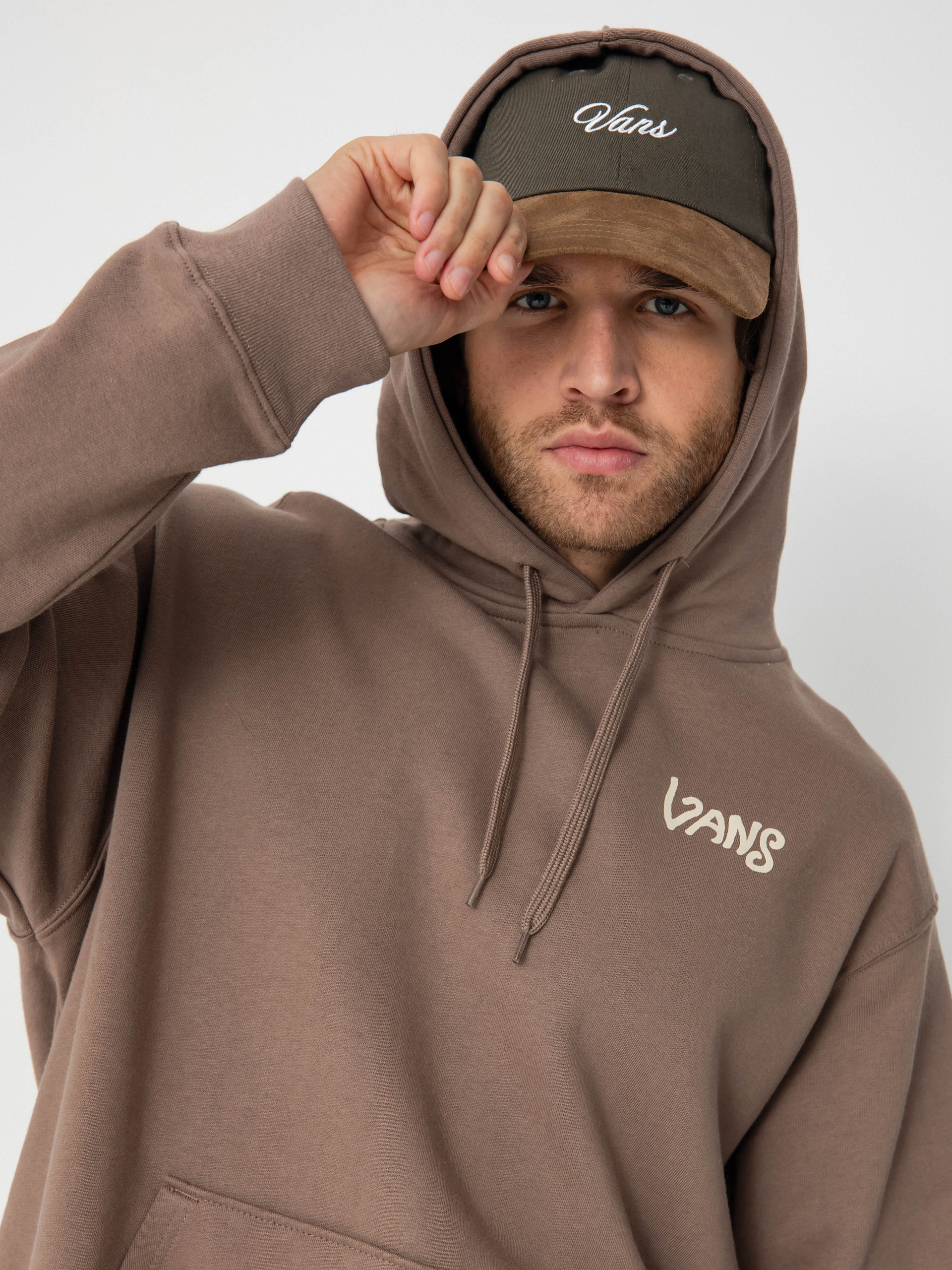 Mikina s kapucí Vans V Hand Loose HD (deep taupe)