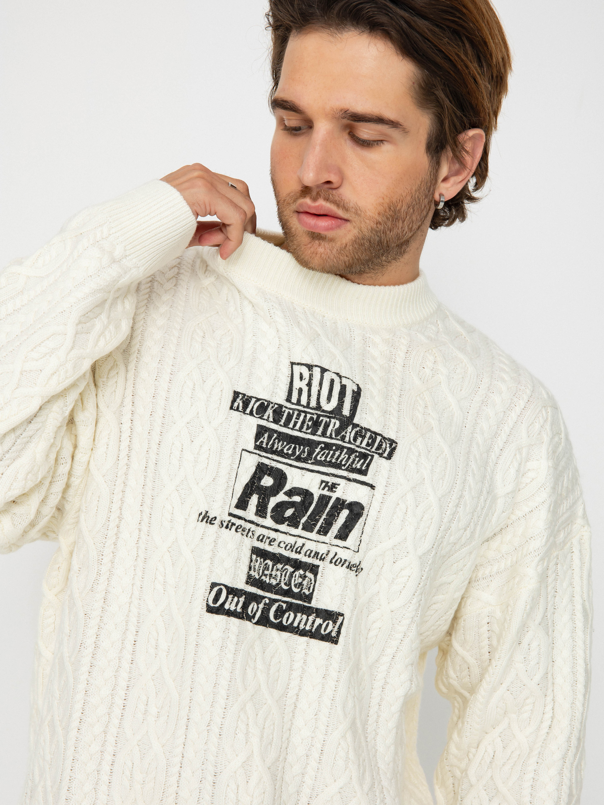 Svetr Wasted Paris Rain Cable Knit (off white)