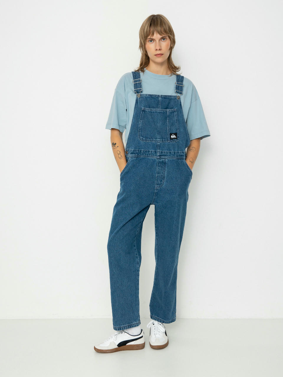 Kalhoty Quiksilver Uni Classic Denim Dungaree Wmn (estate blue)