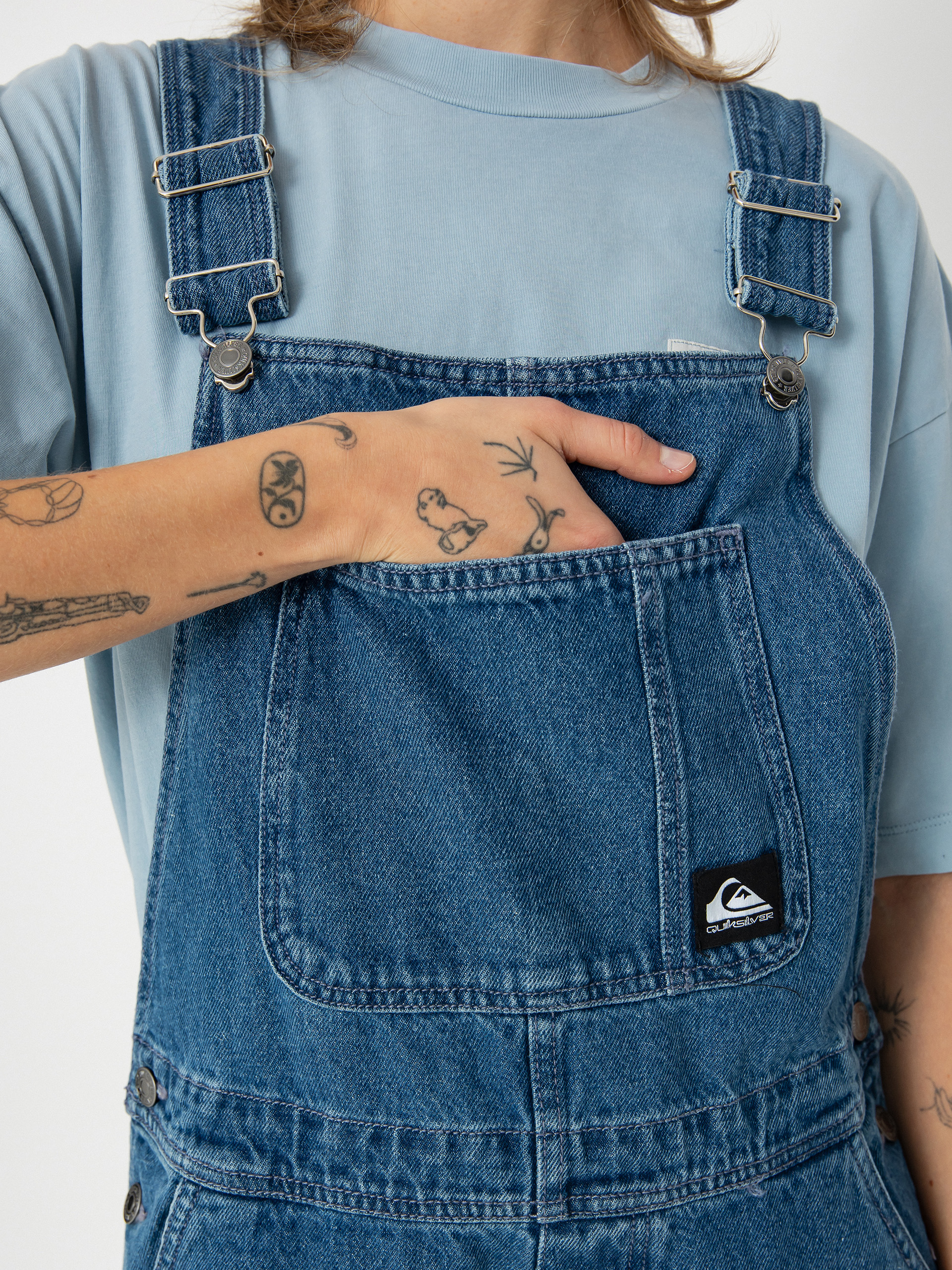 Kalhoty Quiksilver Uni Classic Denim Dungaree Wmn (estate blue)