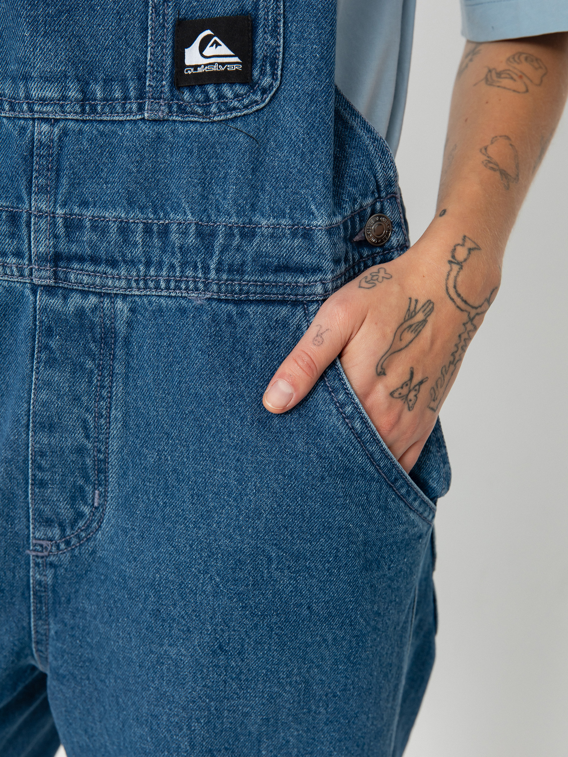 Kalhoty Quiksilver Uni Classic Denim Dungaree Wmn (estate blue)