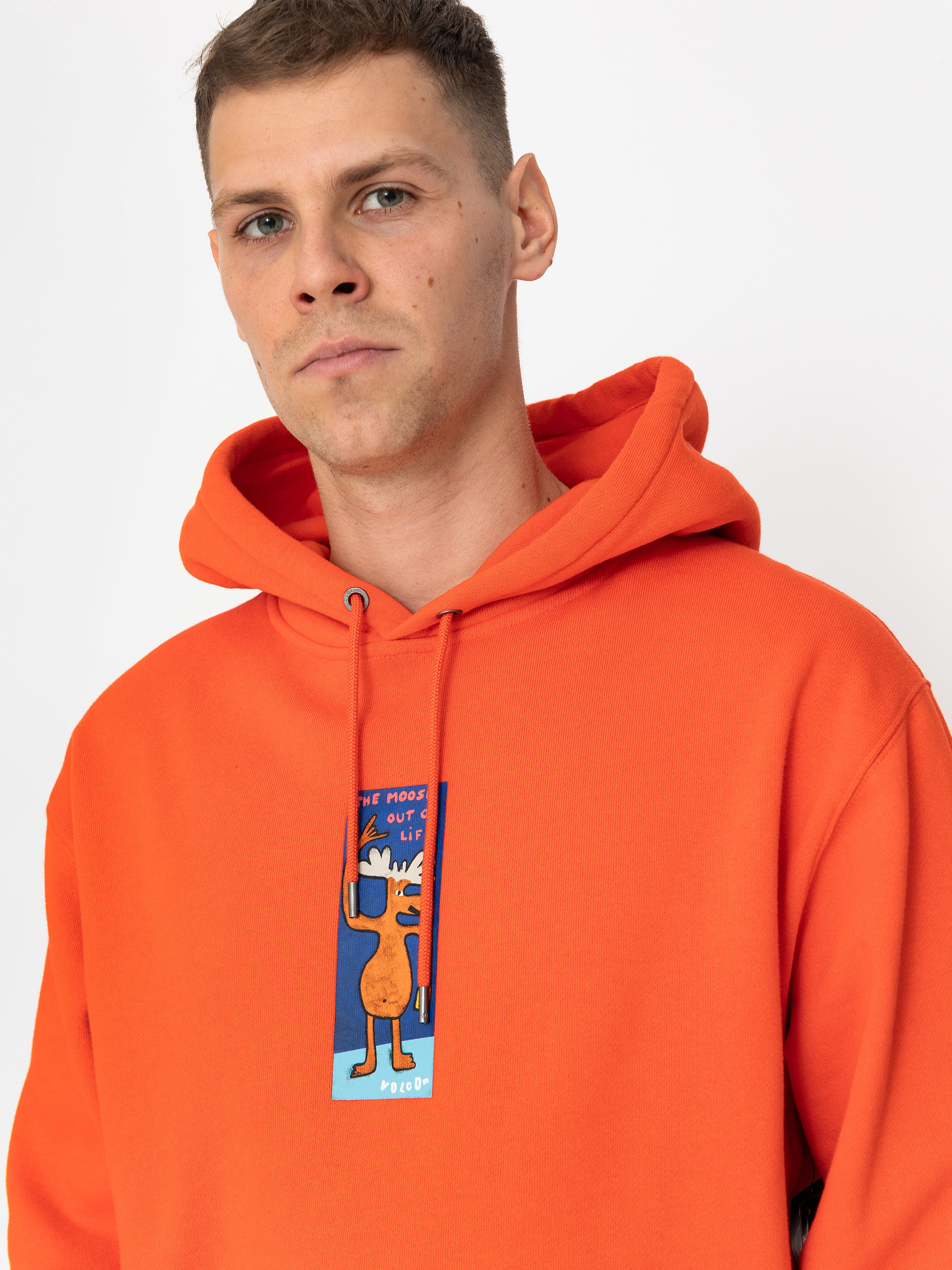 Mikina s kapucí Volcom Olivmoose HD (bright red)