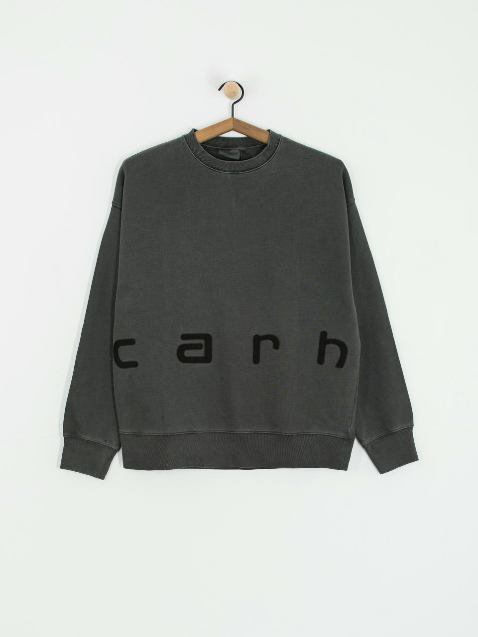 Mikina s kapucí Carhartt WIP Felt Script (black/black garment dyed)