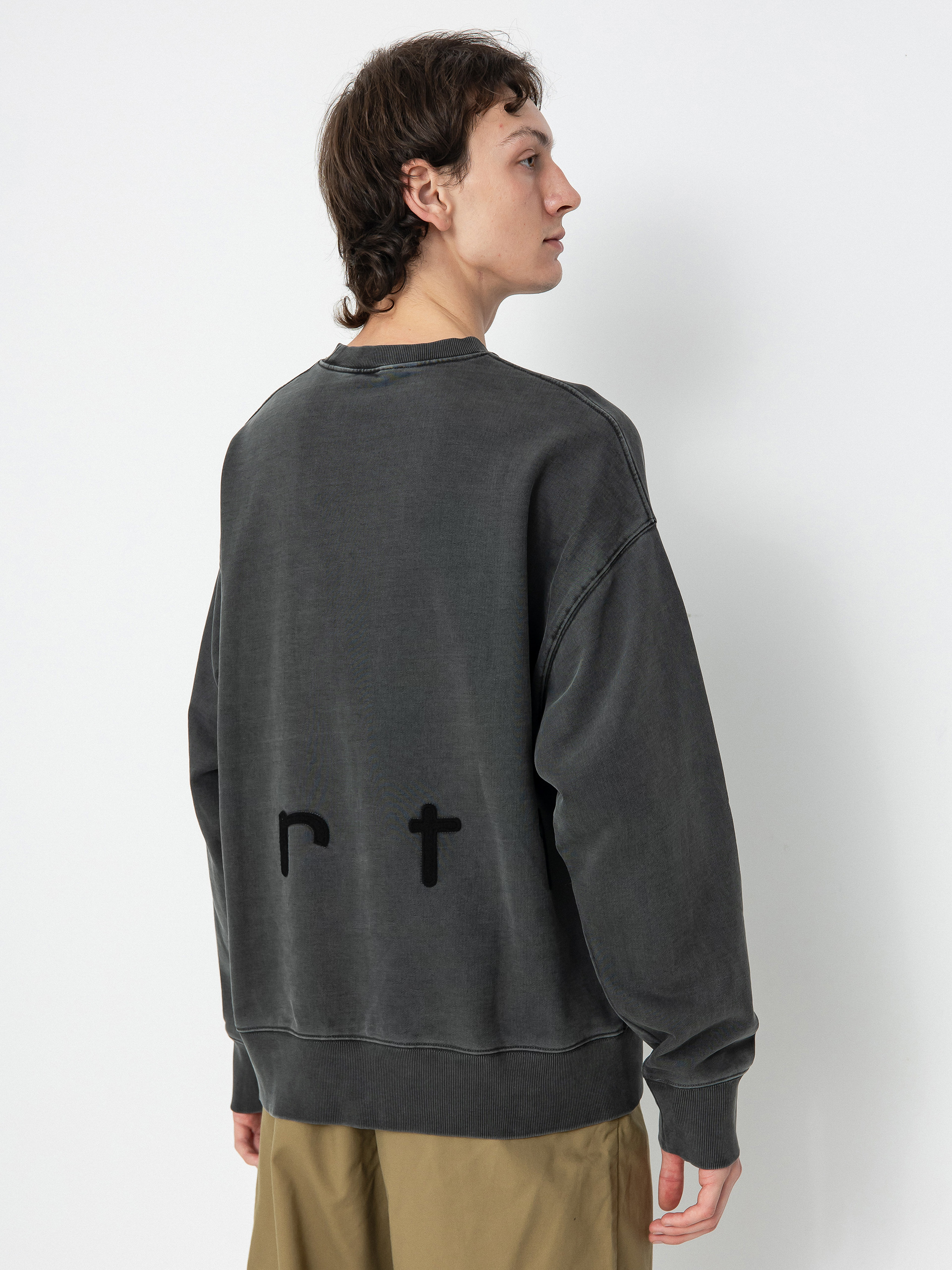 Mikina s kapucí Carhartt WIP Felt Script (black/black garment dyed)