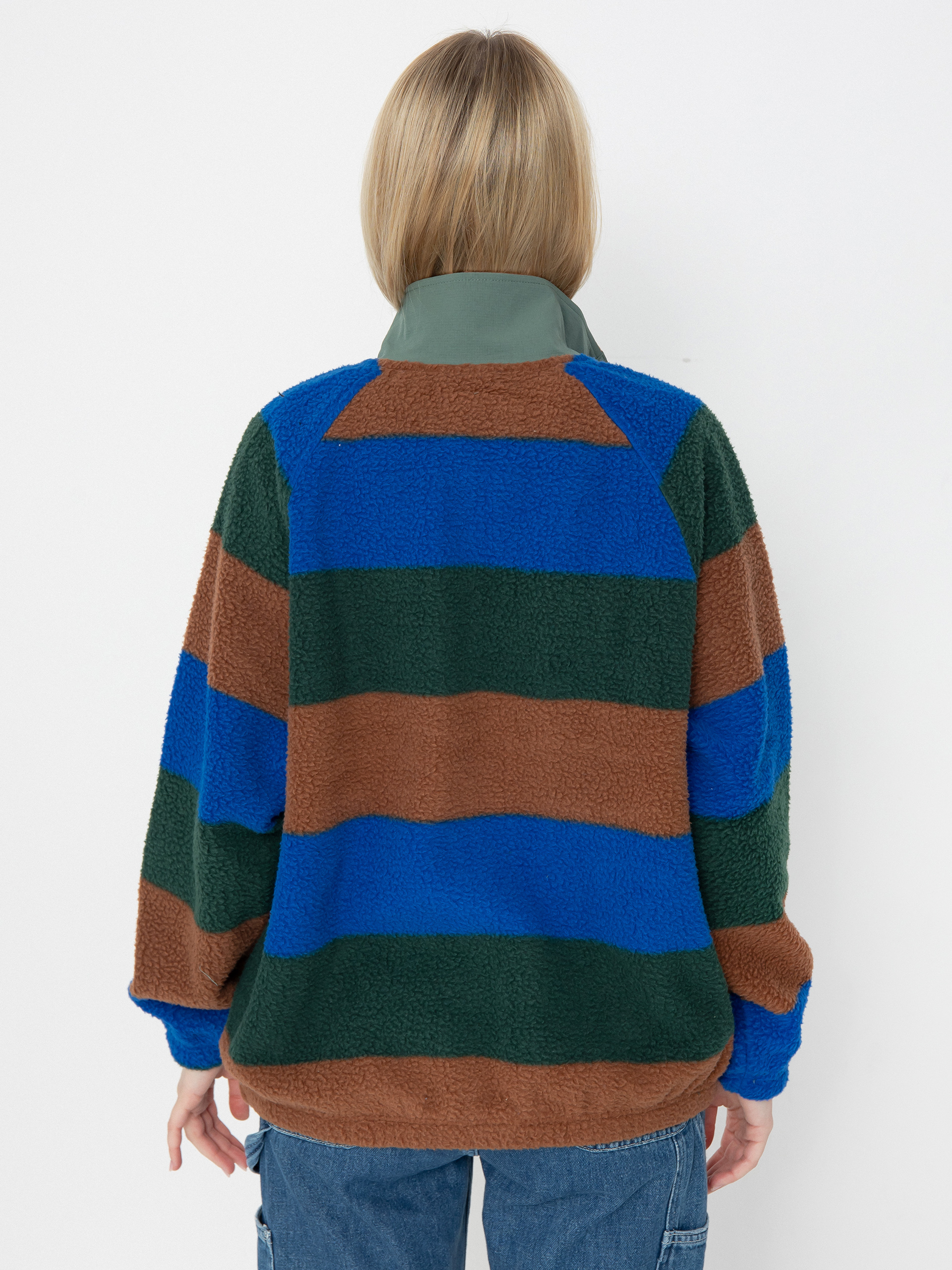 Dámský Fleecová mikina Quiksilver Uni Half Zip (printed stripe uni hz forest)