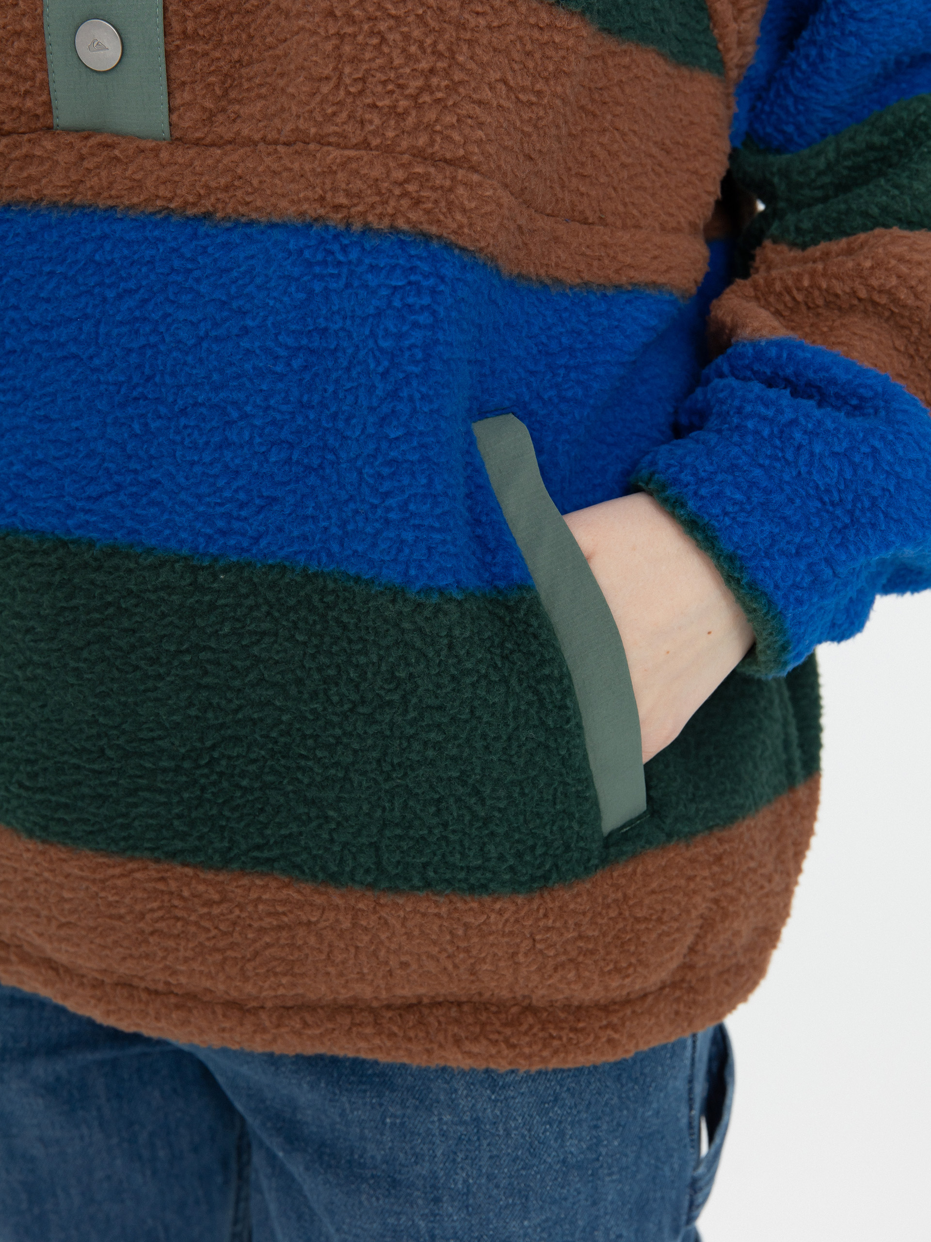 Dámský Fleecová mikina Quiksilver Uni Half Zip (printed stripe uni hz forest)