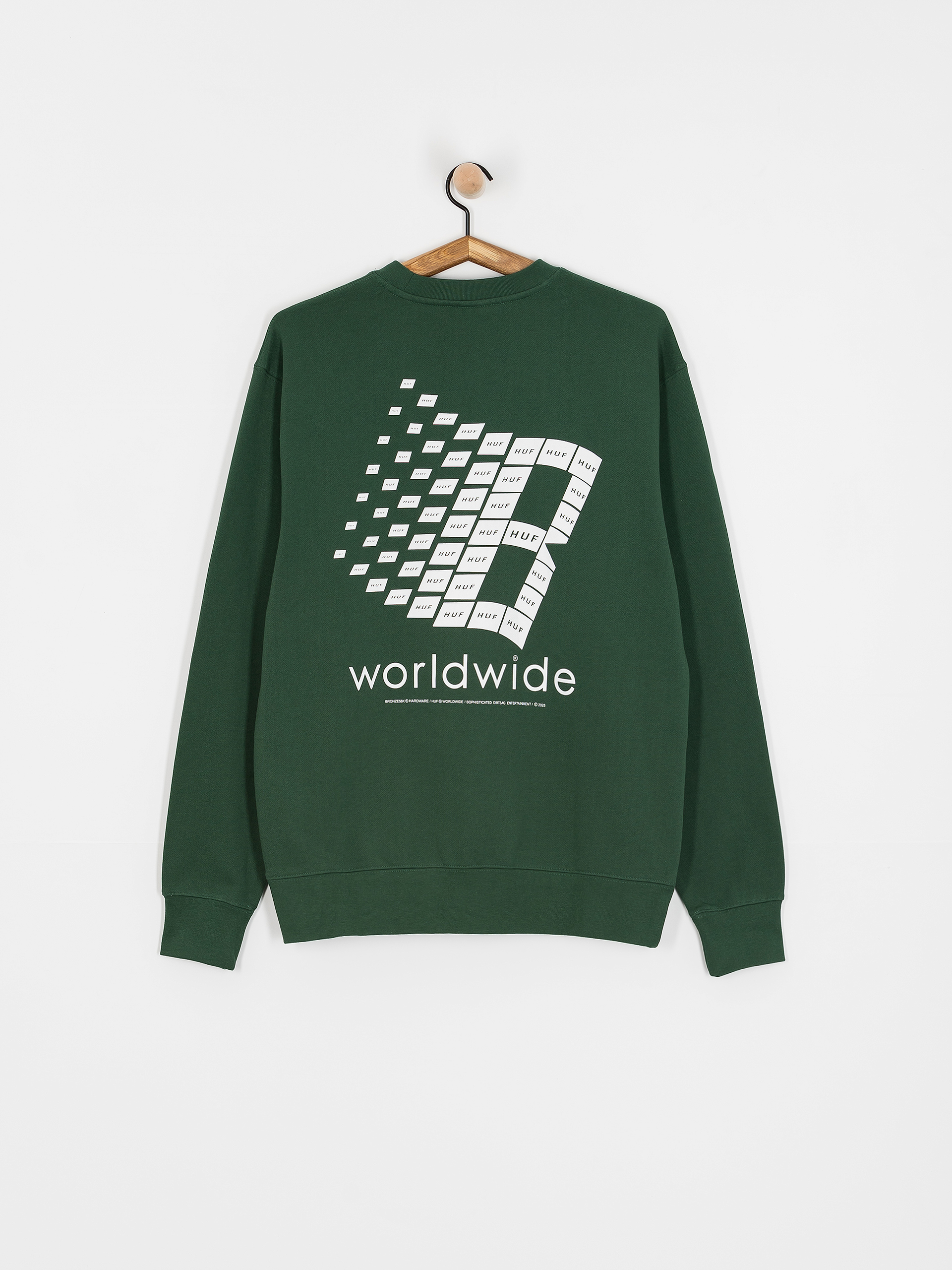 Mikina HUF X Bronze Worldwide Crewneck (forest green)