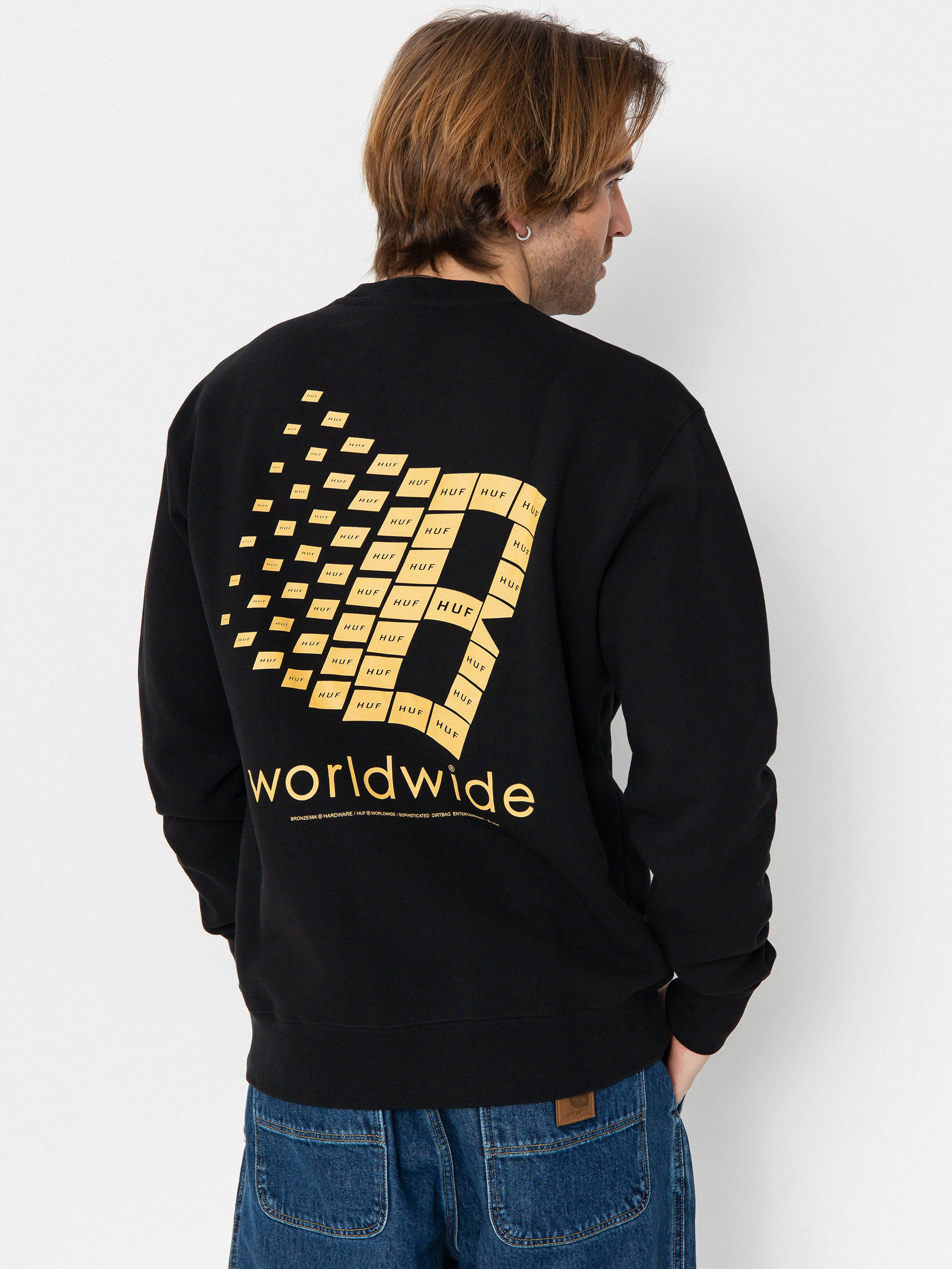 Mikina HUF X Bronze Worldwide Crewneck (black)