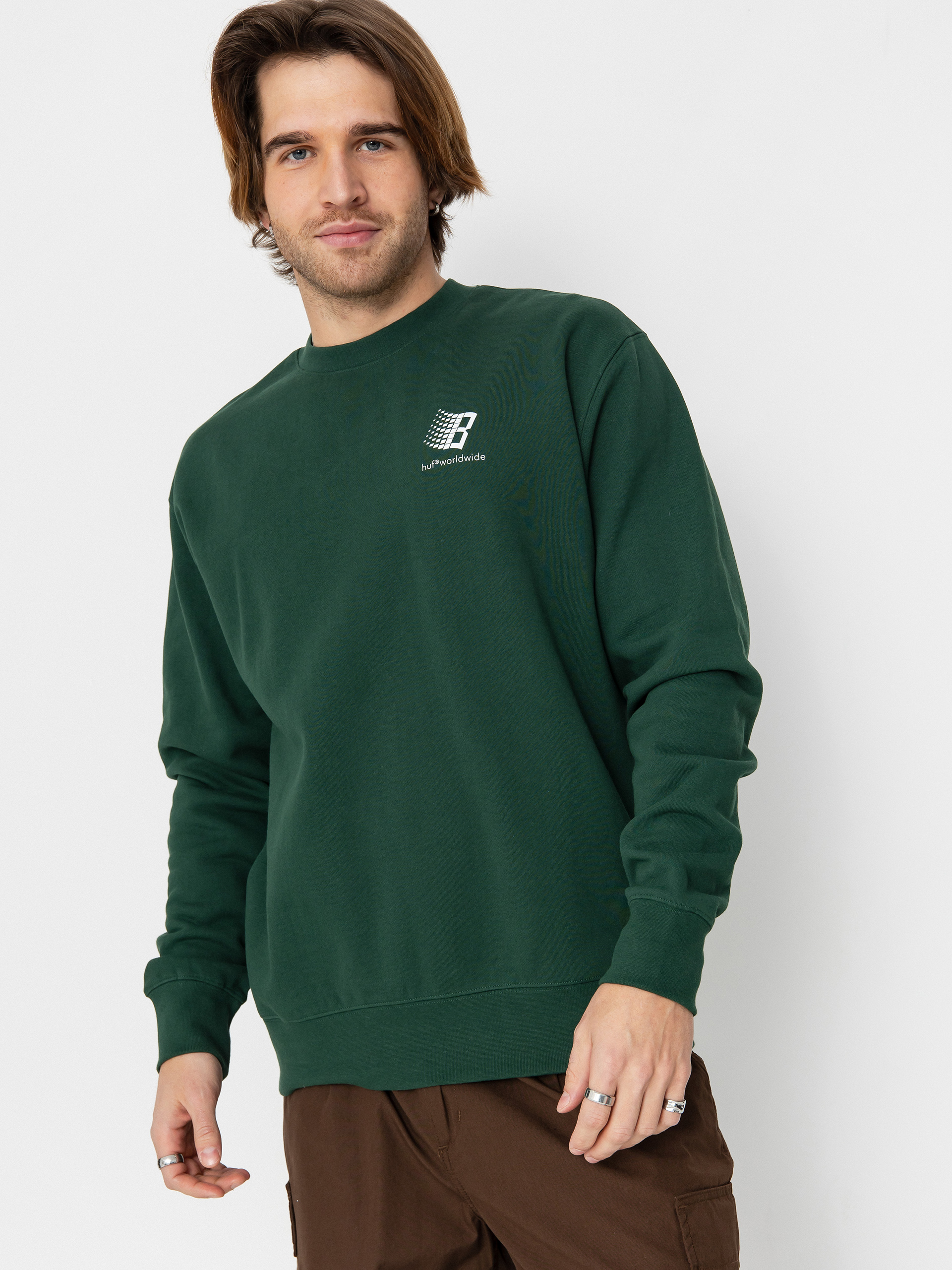 Mikina HUF X Bronze Worldwide Crewneck (forest green)