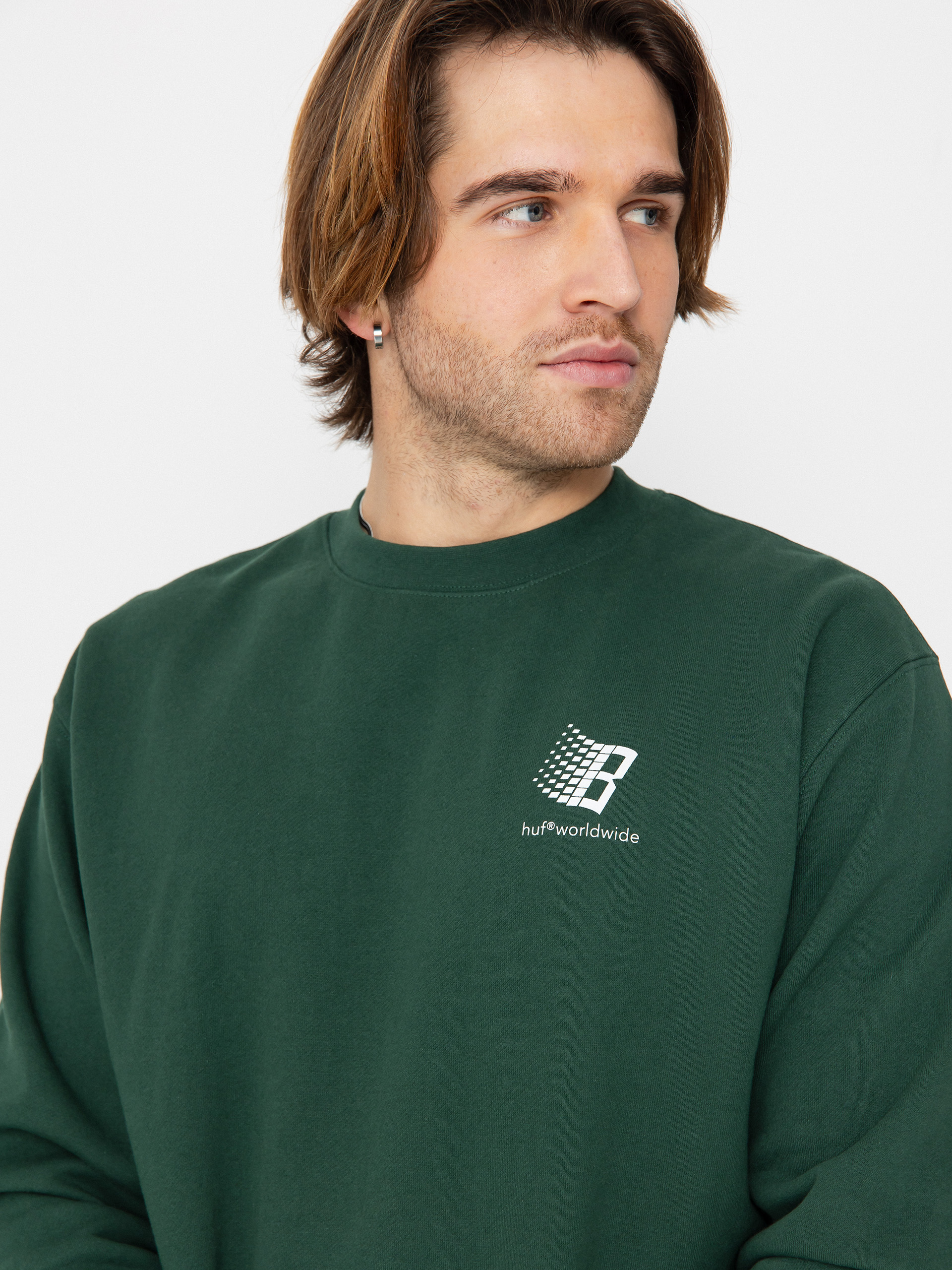 Mikina HUF X Bronze Worldwide Crewneck (forest green)