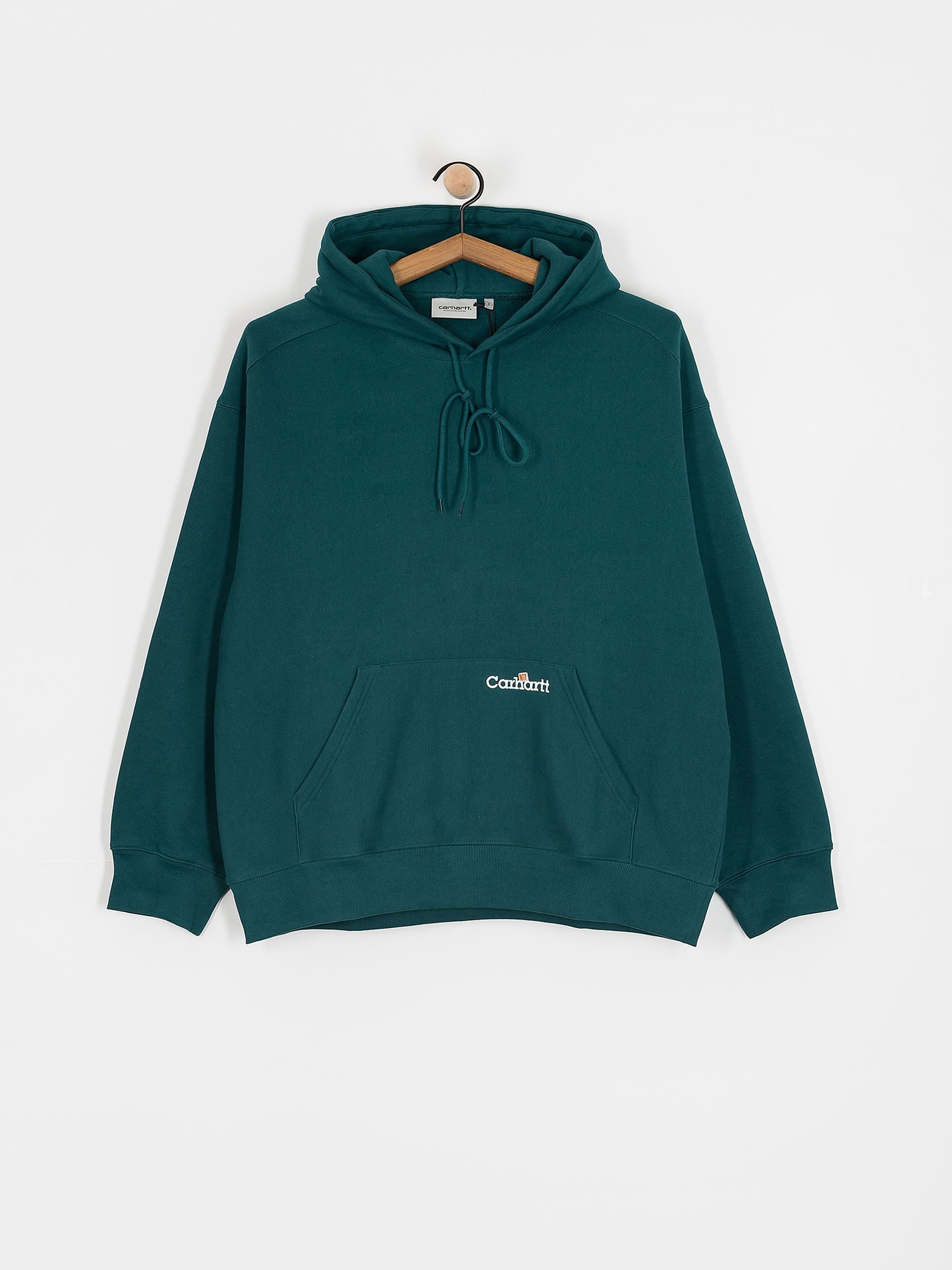 Mikina s kapucí Carhartt WIP Label Script HD (malachite)