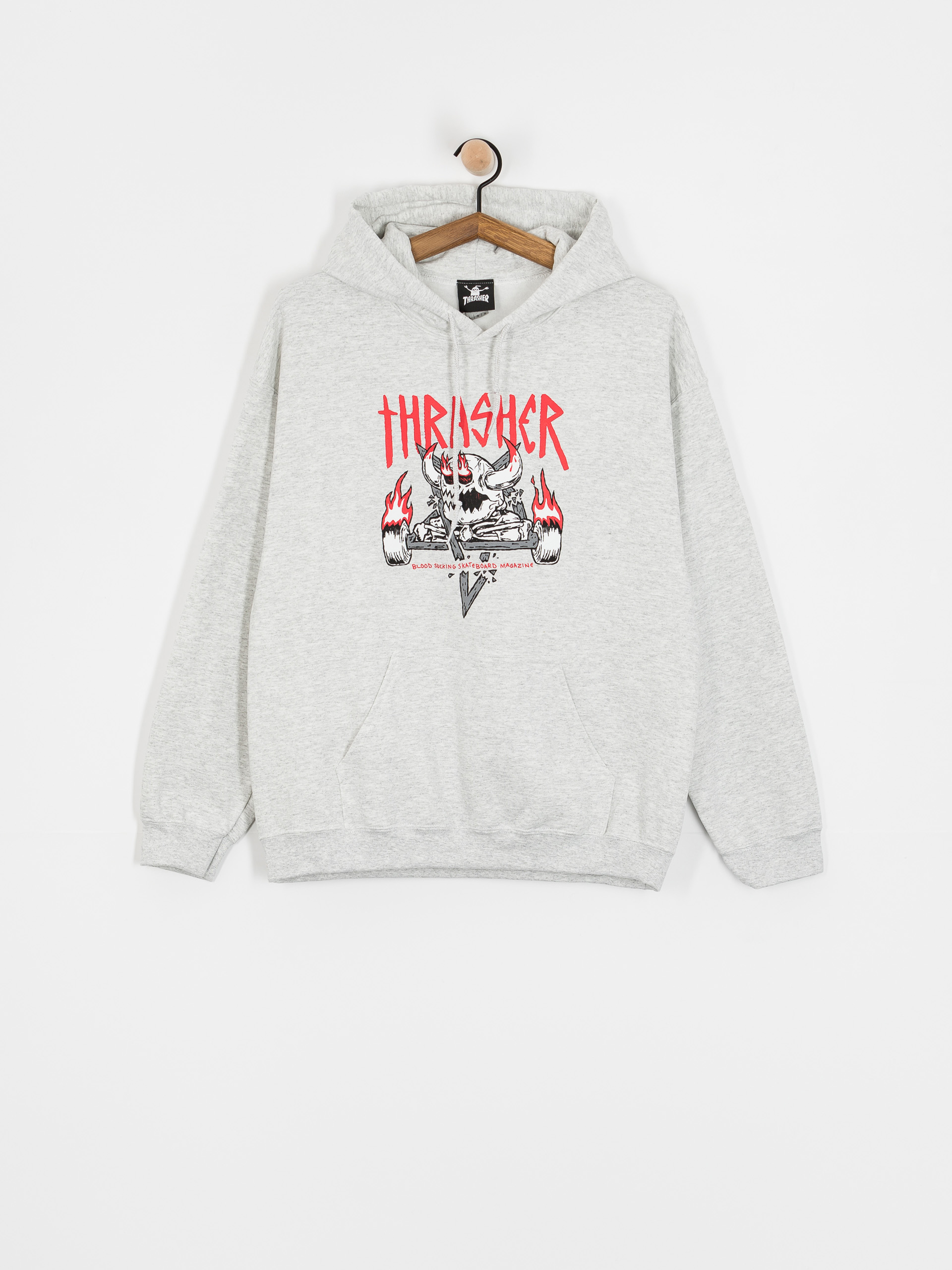 Mikina s kapucí Thrasher X Toy Machine Monster Gram HD (ash grey)