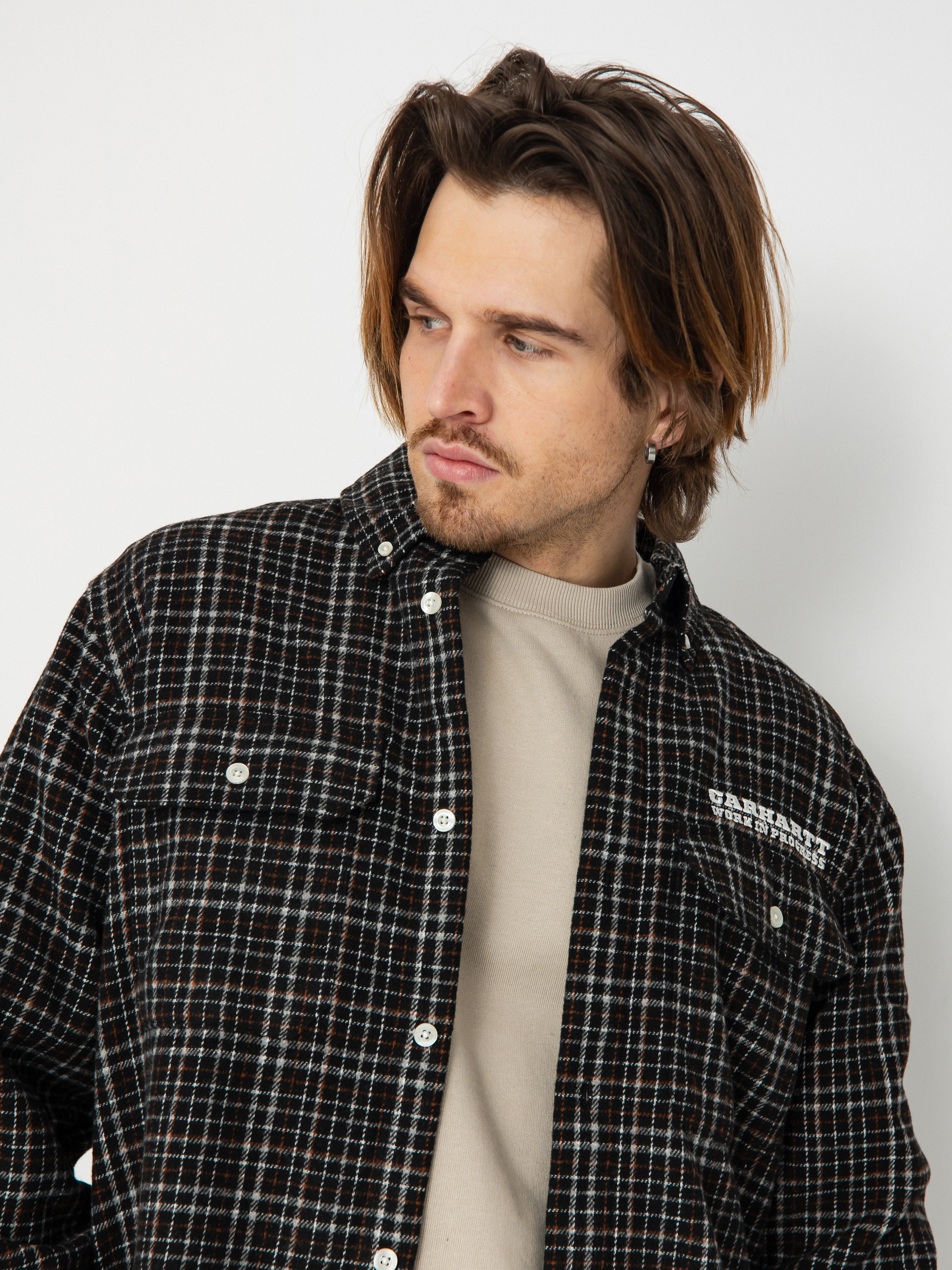 Košile Carhartt WIP Runaway Millett (millett check black/wax)