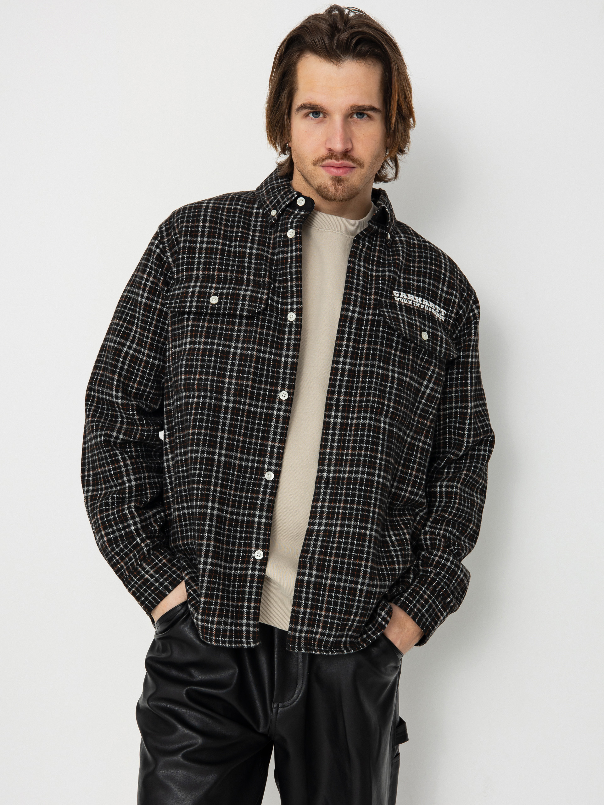 Košile Carhartt WIP Runaway Millett (millett check black/wax)