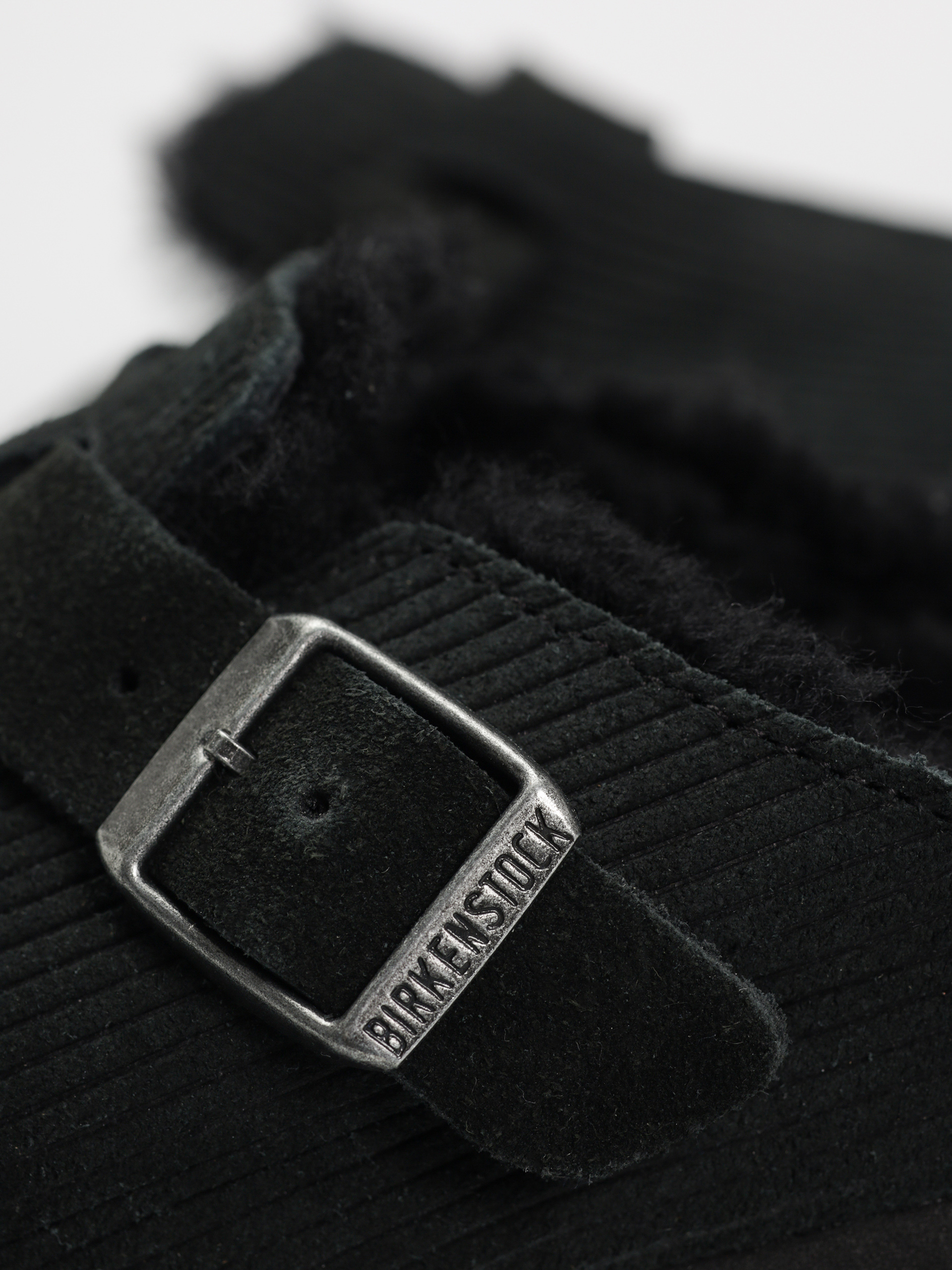 Plážovky Birkenstock Boston VL Fell Suede Leather Fur Narrow Wmn (corduroy black)