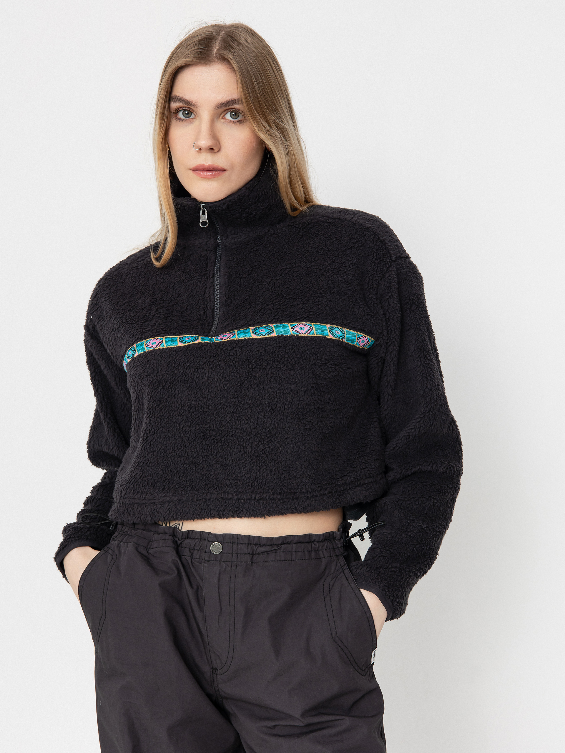 Fleecová mikina Billabong Holiday Cropped Wmn (black sands)