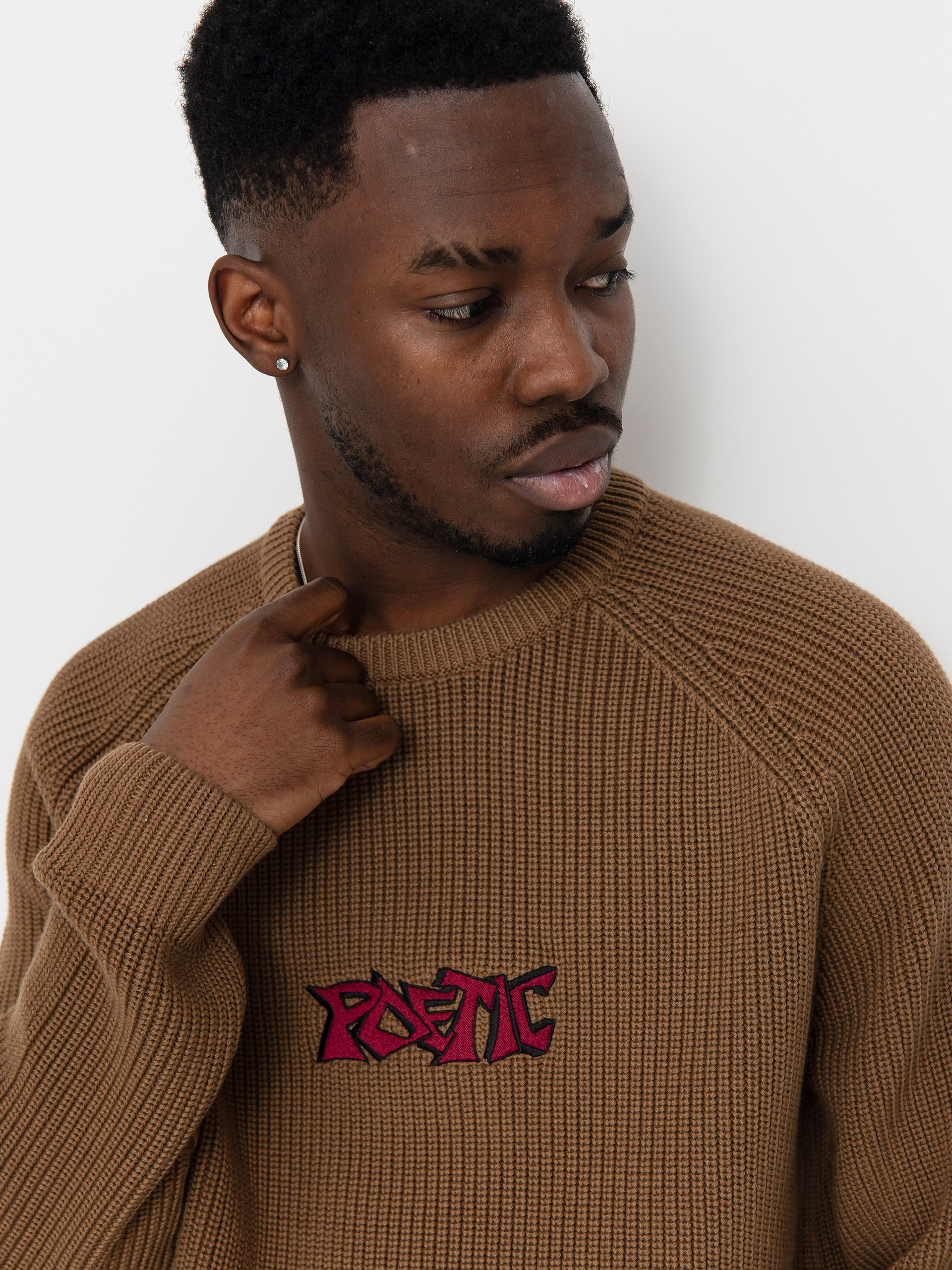 Mikina Poetic Collective Graff Knitted Crewneck (brown)