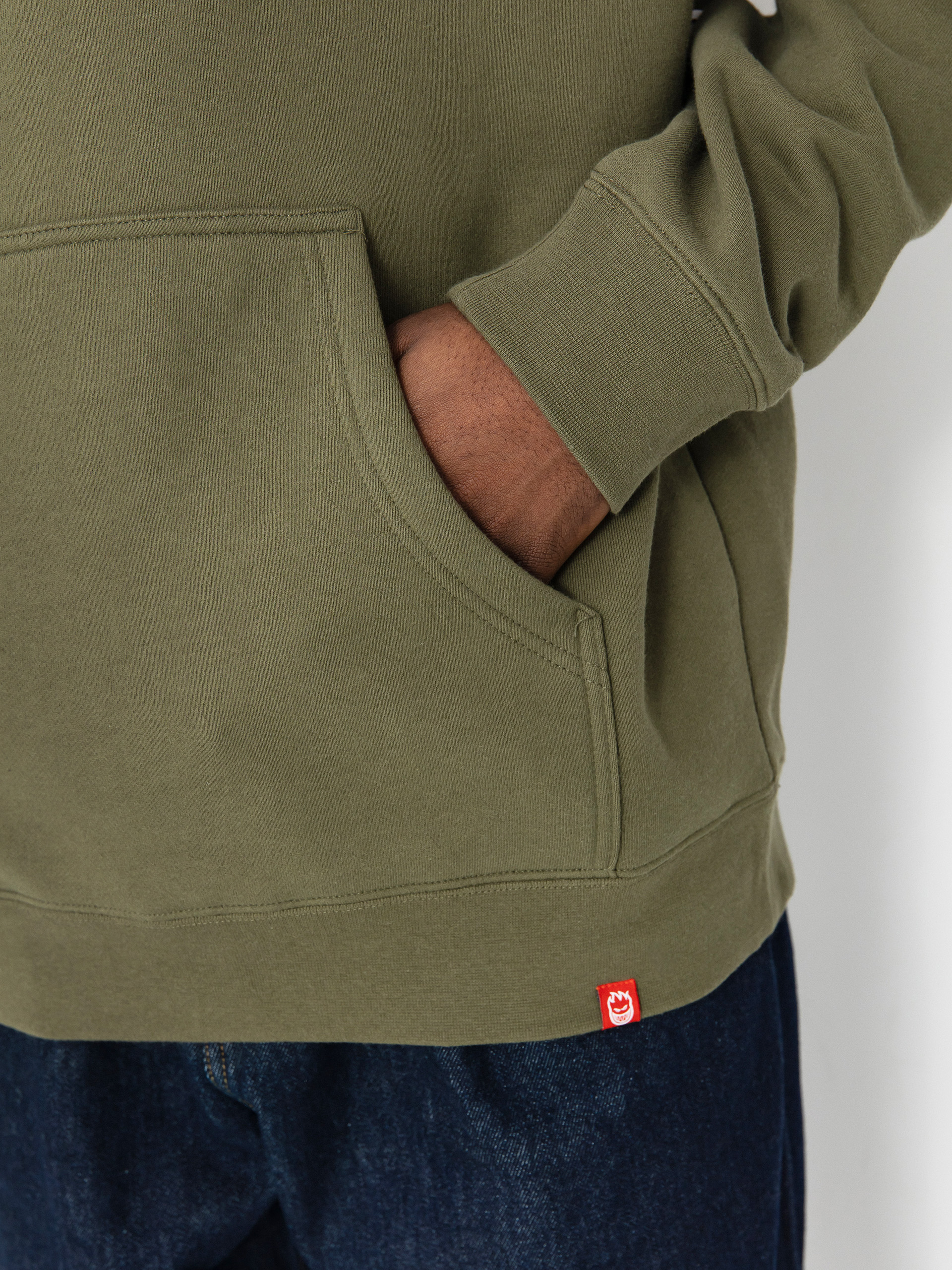 Mikina s kapucí Spitfire Venom HD (army green/red)