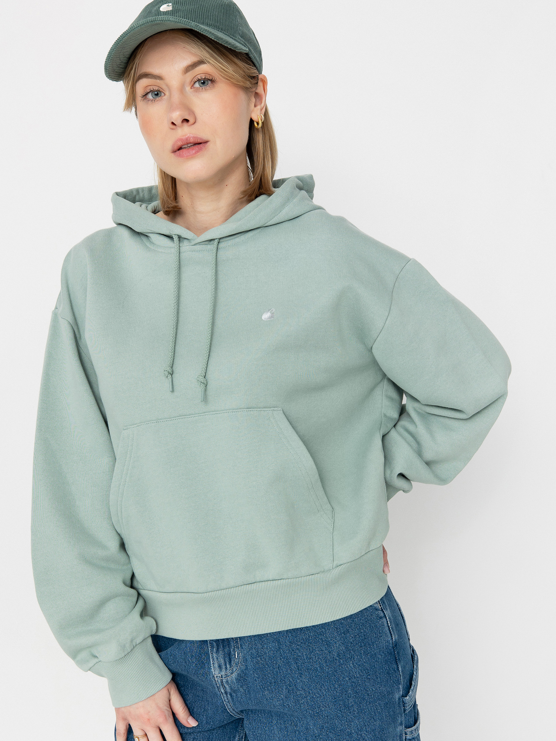 Mikina s kapucí Carhartt WIP Casey HD Wmn (frosted green/silver)