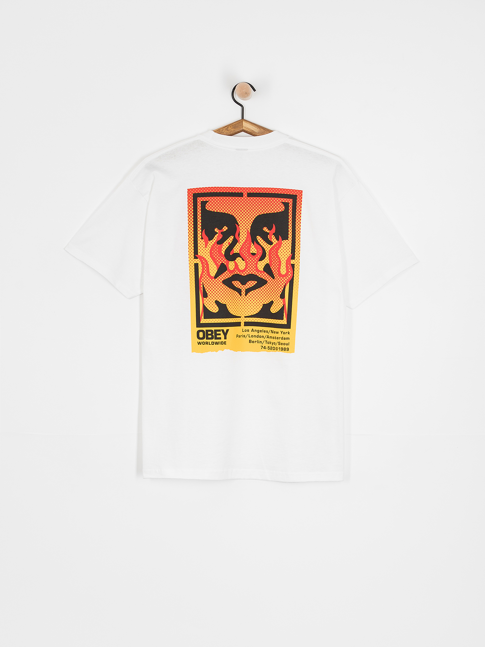 Tričko OBEY Icon Stencil Flame (white)