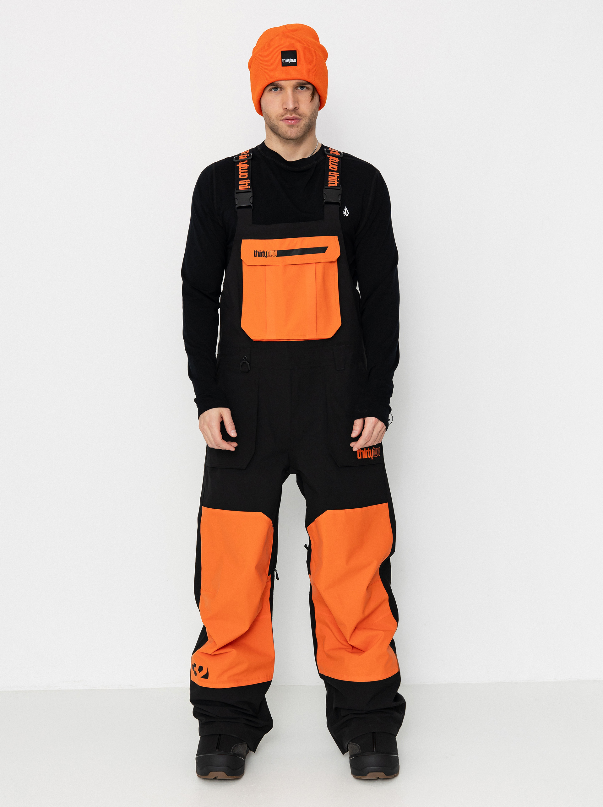 Snowboardové kalhoty  ThirtyTwo Basement Bib (black/orange)