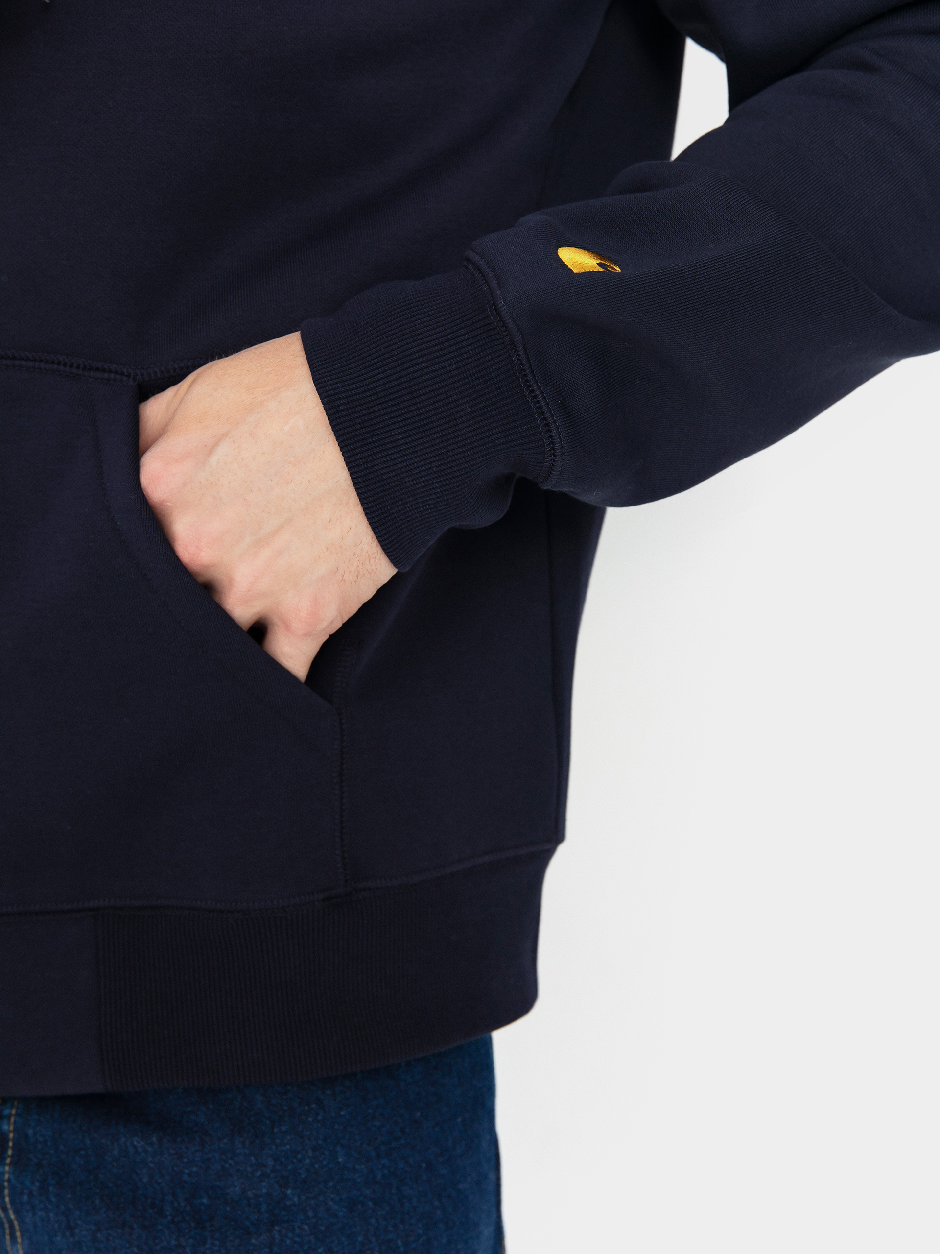 Mikina s kapucí Carhartt WIP Chase ZHD (dark navy/gold)
