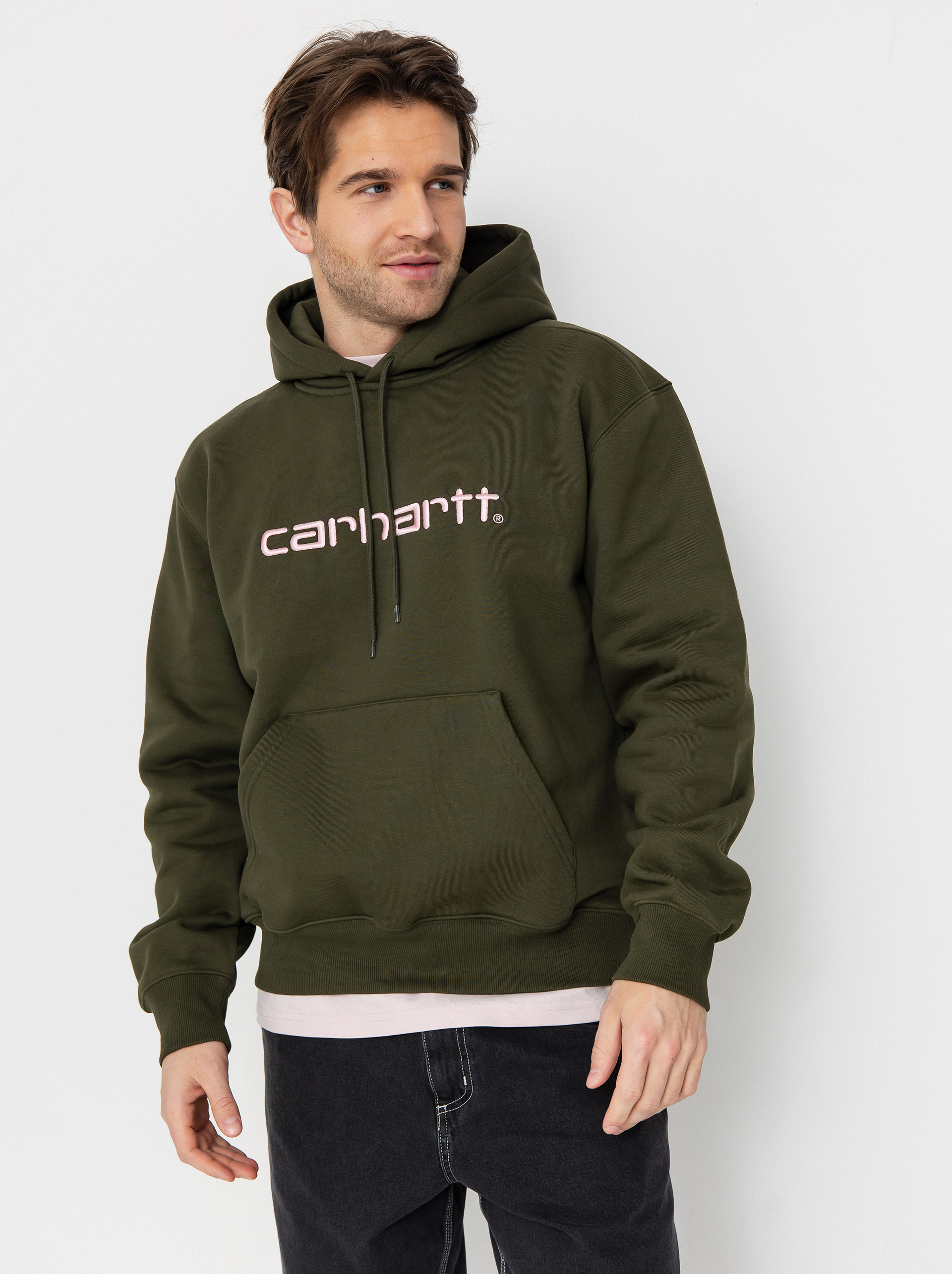 Mikina s kapucí Carhartt WIP Carhartt HD (turtle/air pink)