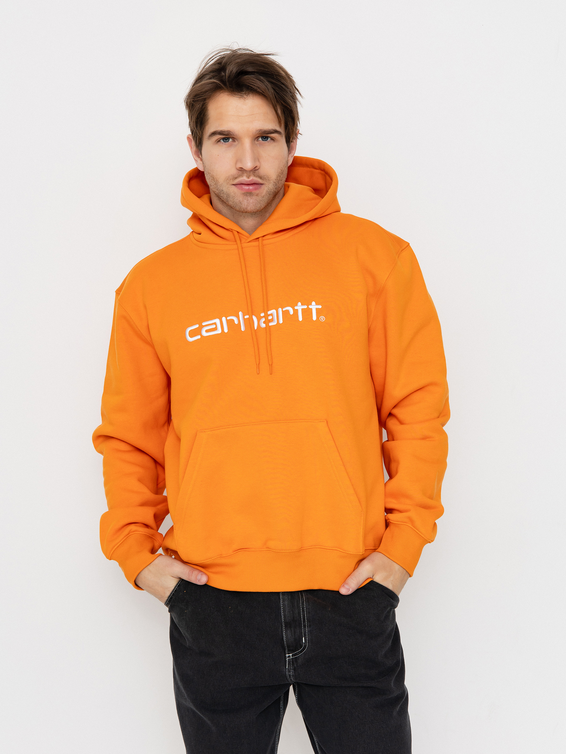 Mikina s kapucí Carhartt WIP Carhartt HD (pumpkin/white)