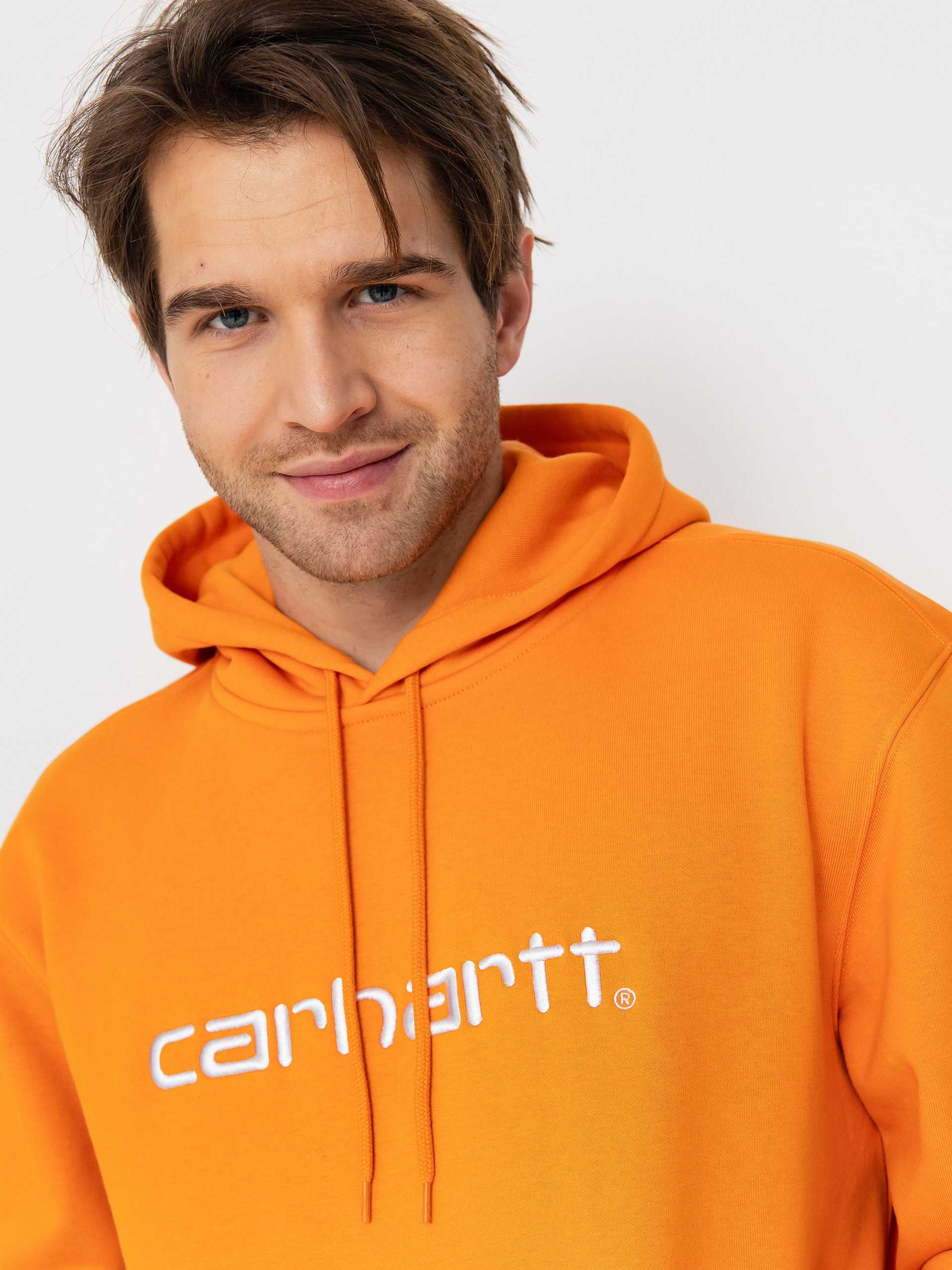 Mikina s kapucí Carhartt WIP Carhartt HD (pumpkin/white)