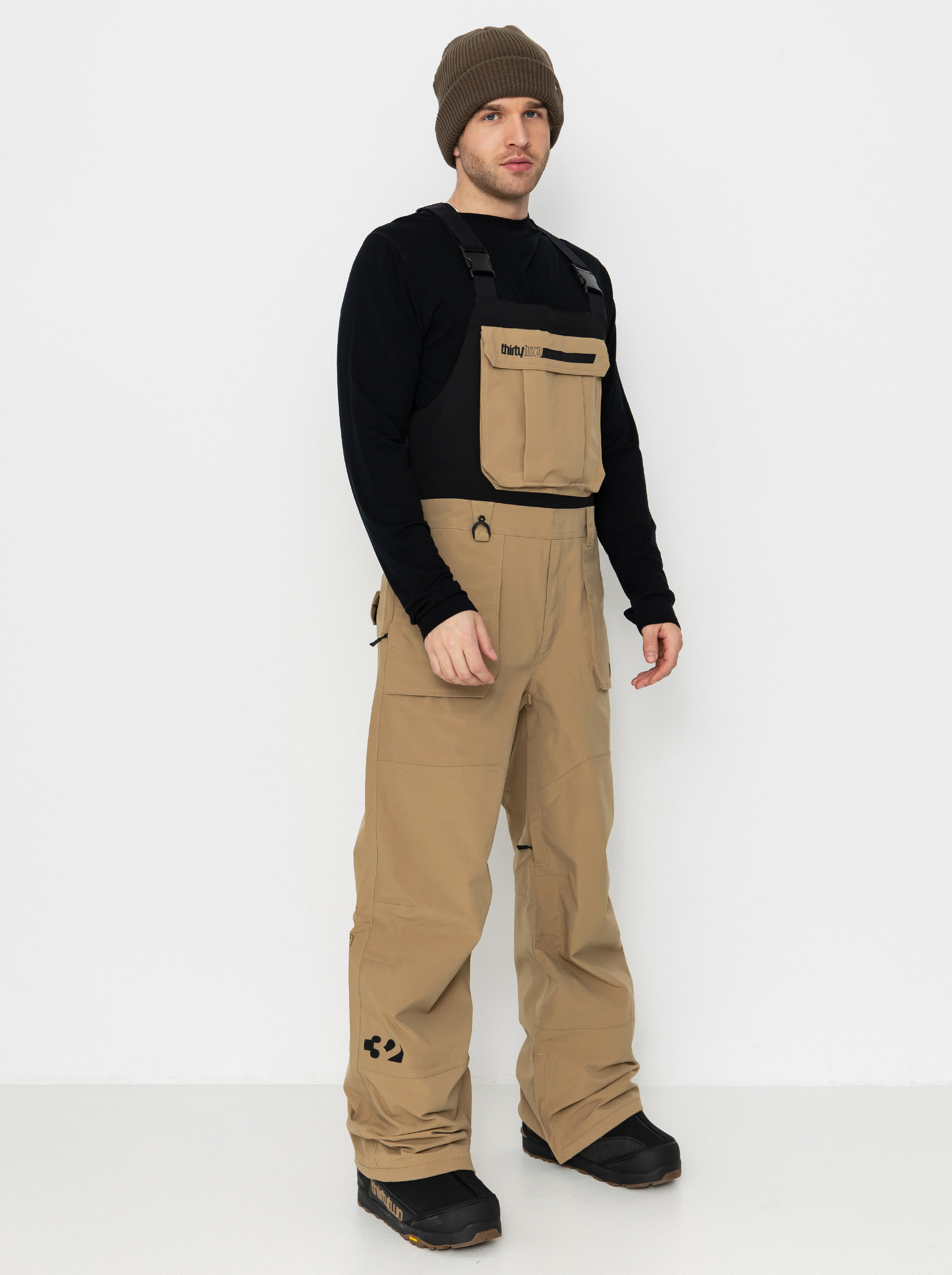 Pánské Snowboardové kalhoty  ThirtyTwo Basement Bib (khaki)
